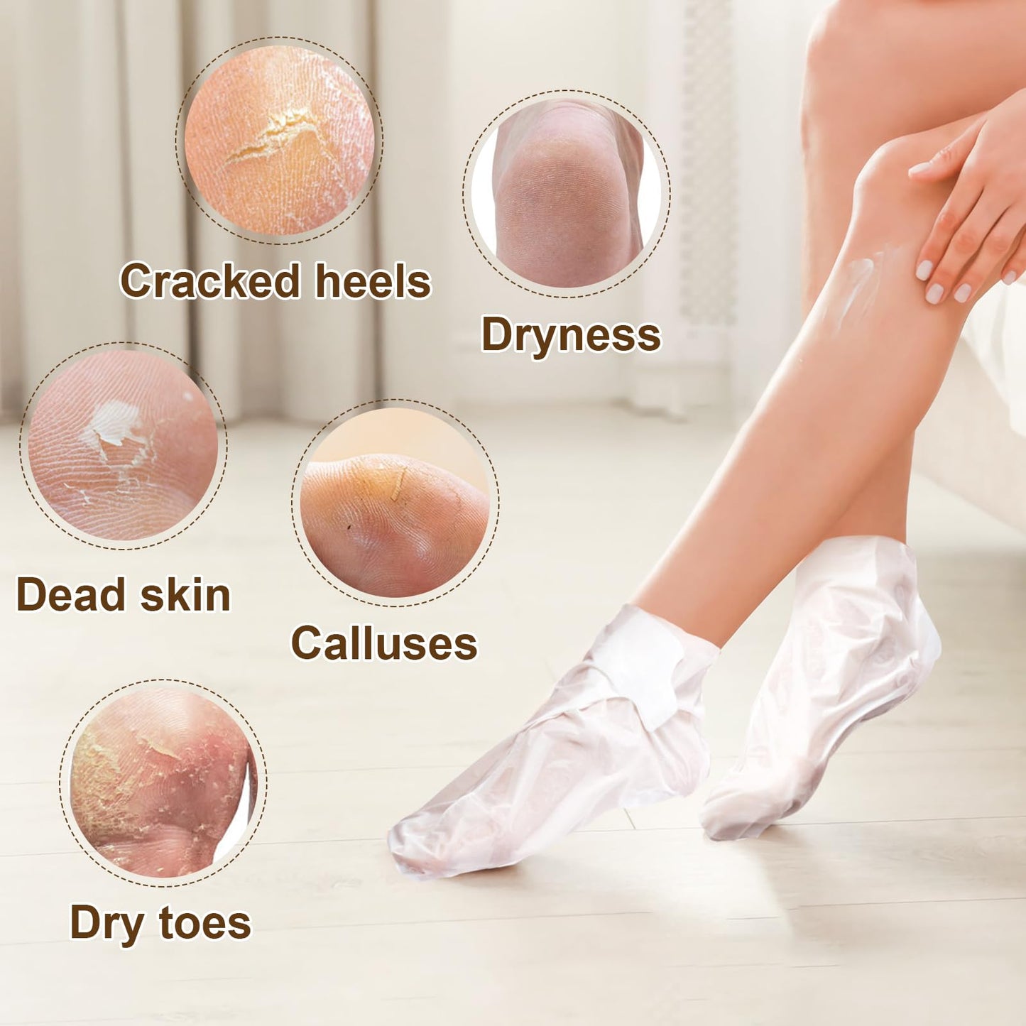 6 Pack Foot Peel Mask Set: 3 Effective Exfoliating Foot Masks for Intensive Callus & Dead Skin Removal + 3 Deep Moisturizing Foot Masks to Treat Dry, Cracked Feet, Milk & Honey Infused