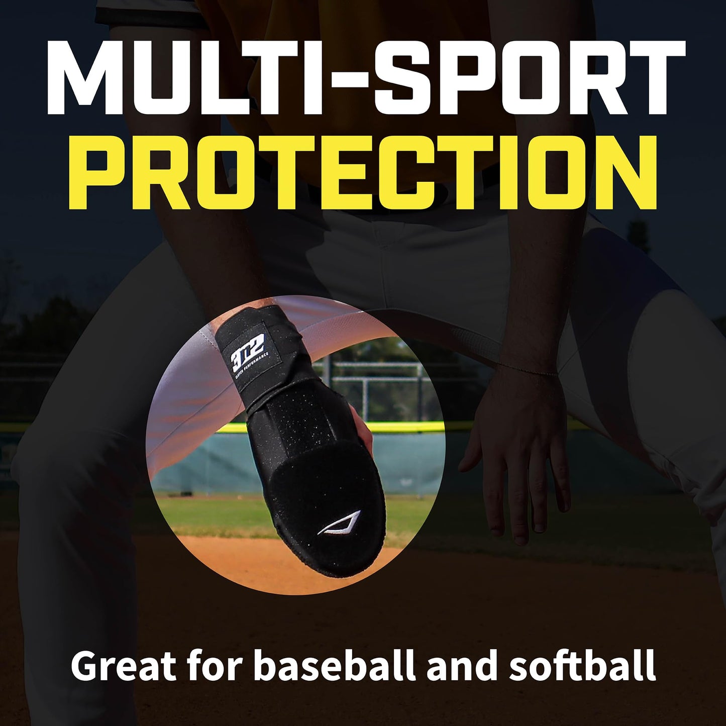 3N2 Protective Sliding Mitt for Baseball or Fastpitch Softball, Youth or Adult, Hand & Wrist Protection for Base Running, Sliding Glove with Adjustable Compression Strap - Ghosted