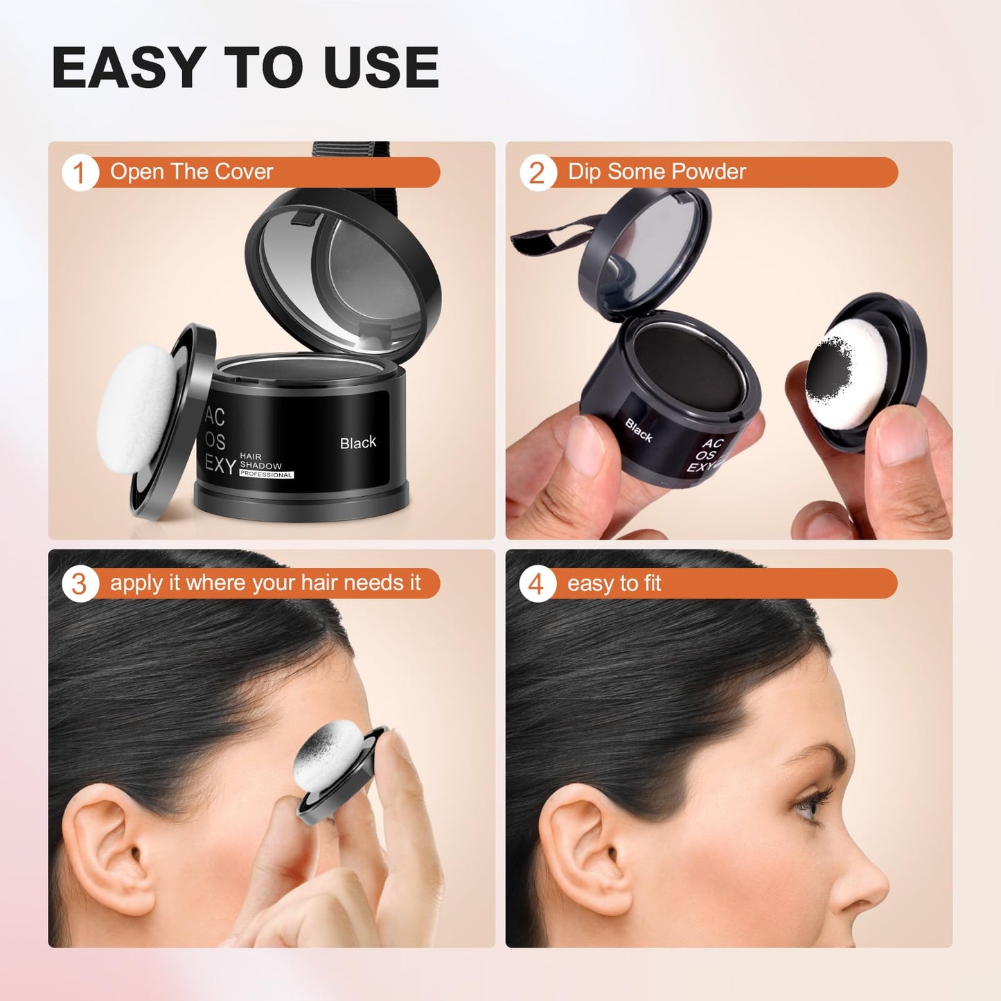 Acosexy Root Touch Up Powder - Instant Gray Hair Coverage for Hairline, Eyebrows, Beard Line and Bald Spots (Coffee)