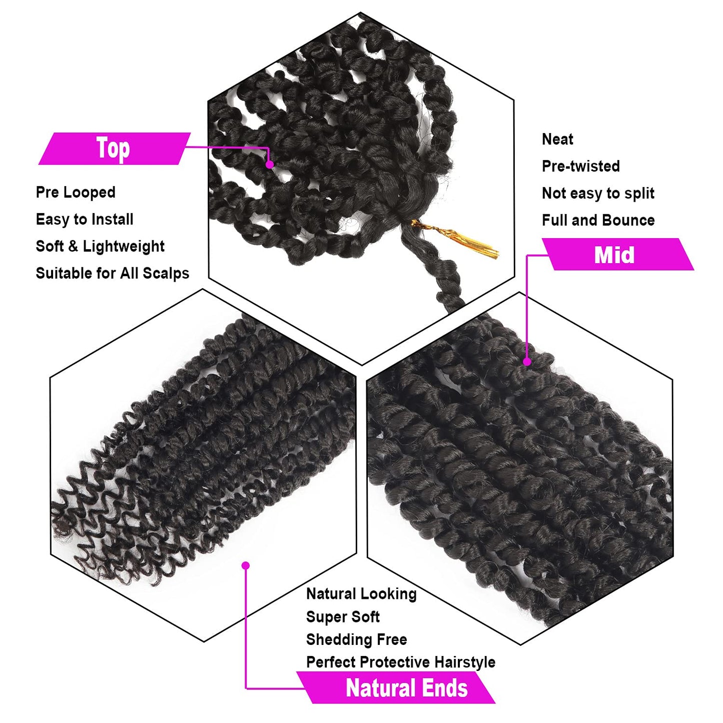 8 Packs Passion Twist Hair 24 Inch Pre-twisted Passion Twist Crochet Hair, Pre Looped Crochet Passion Twist Crochet Braids Bohemian Crochet Hair #2