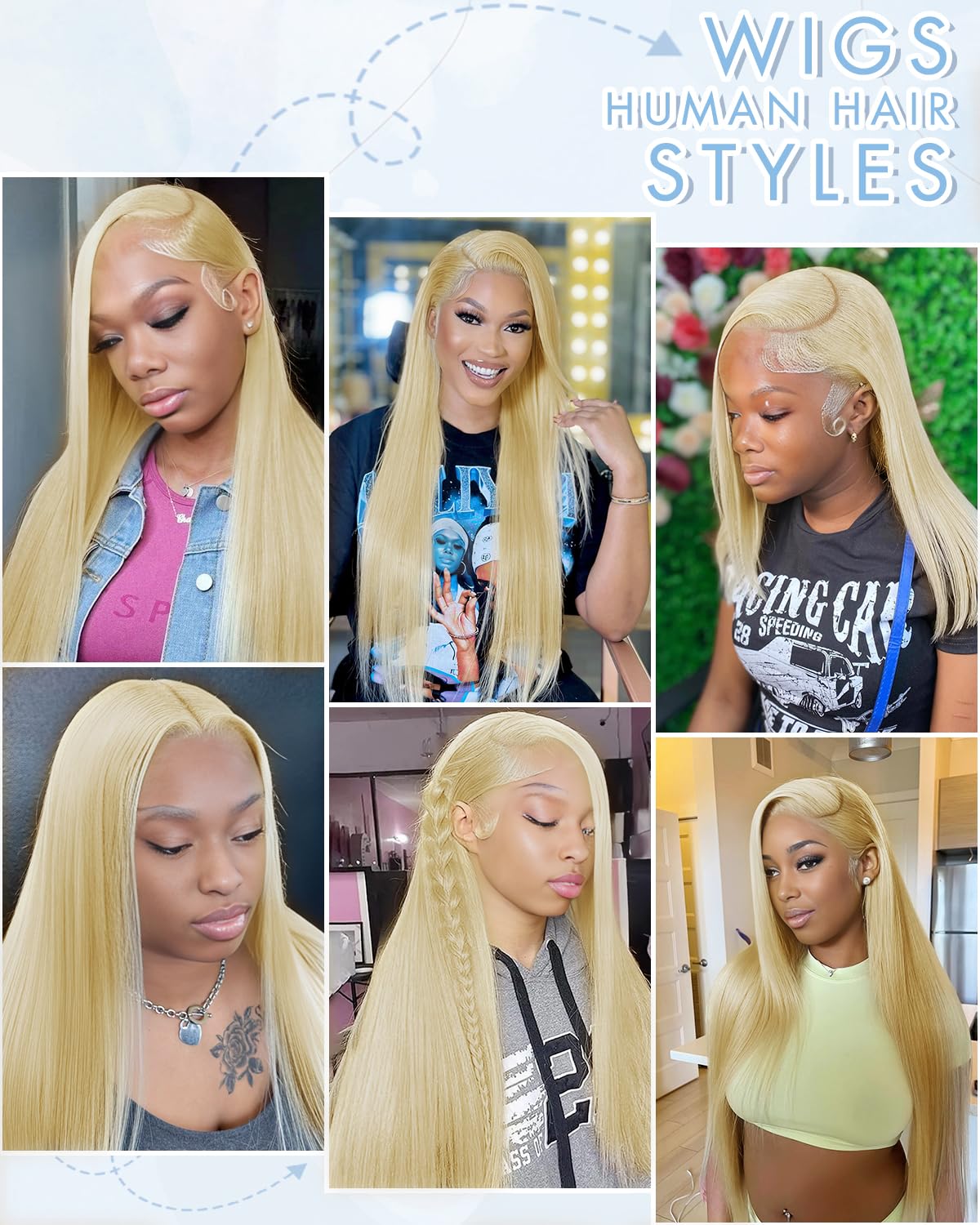 GUDOZO 613 Lace Front Wigs Human Hair 9x6 HD 200% Density Blonde Glueless Wigs Human Hair Pre Plucked Pre Cut Straight Glueless Wigs Human Hair wigs for Black Women 30 inch