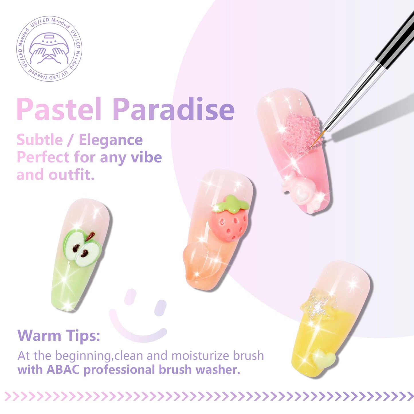 ABAC Pastel Shimmer Solid Gel Polish Set,Spring&Summer Hema-free 24 Colors Soak Off Gel Polish Kit with Double-Ended Nail Art Brush for Salon and Nail Art DIY at Home