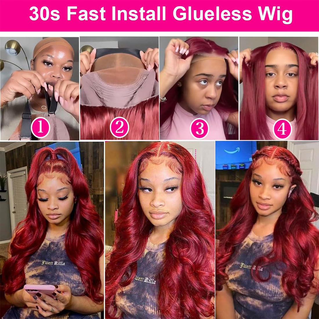 99J Burgundy 5X5 Lace Closure Wigs Human Hair Glueless Wigs HD Transparent 180 Density Wine Red Pre Plucked Pre Cut Body Wear for Beginners 22 Inch