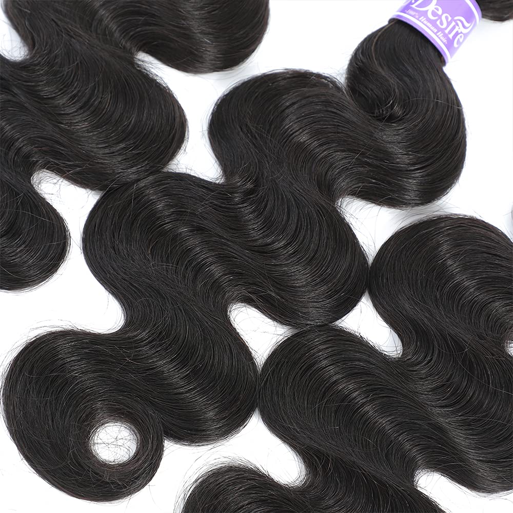 UDesire 12A Grade Brazilian Body Wave Human Hair Bundles Weave Hair Human Bundles Brazilian Virgin Hair For African Americans Women 3 Bundles Total 300g/10.5oz 16 18 20inch