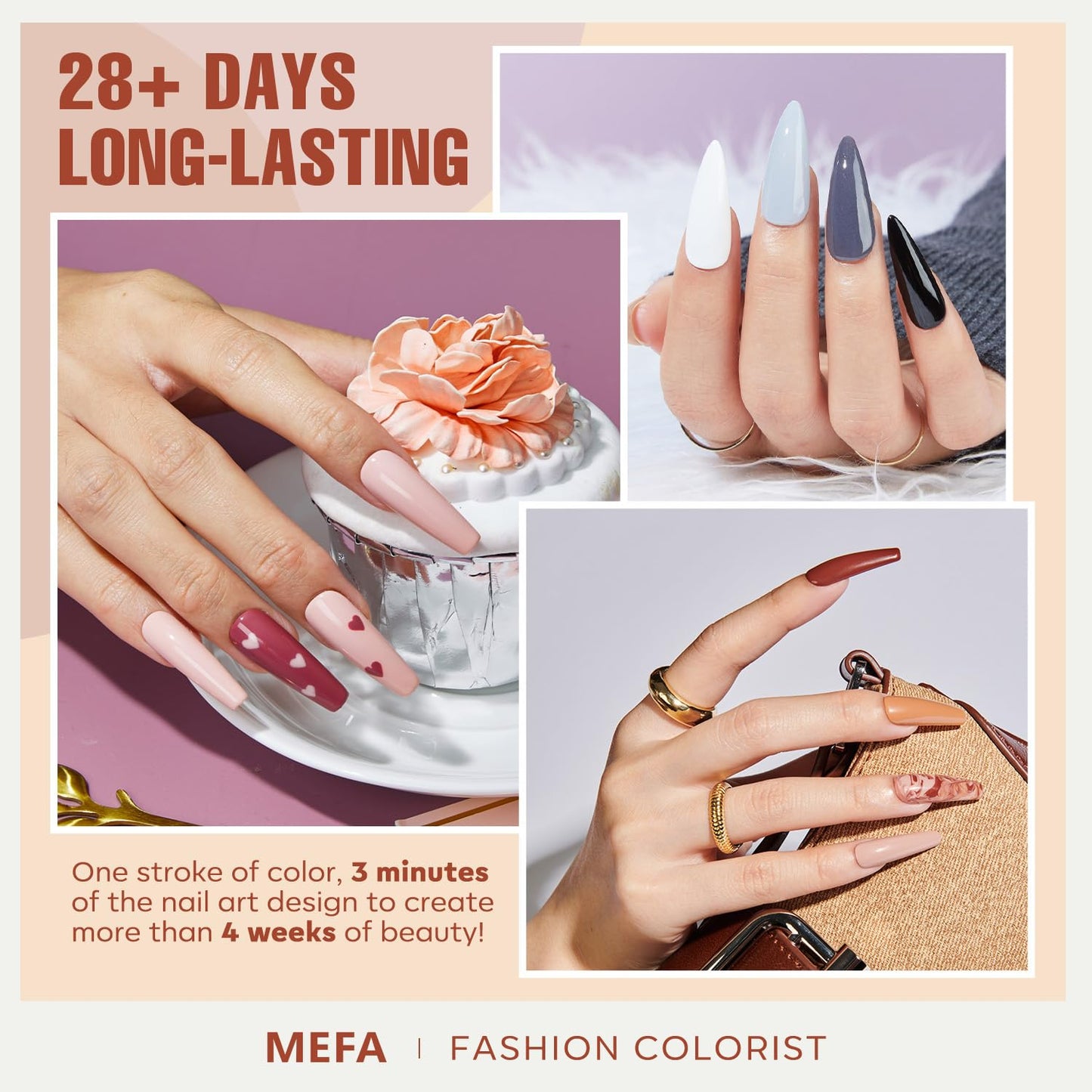 MEFA 12 Colors Gel Nail Polish Set, Purple Burgundy Red Brown Gray Gel Nail Polish Colors Collection Nail Art Manicure DIY Salon Home Gifts for Women Girls