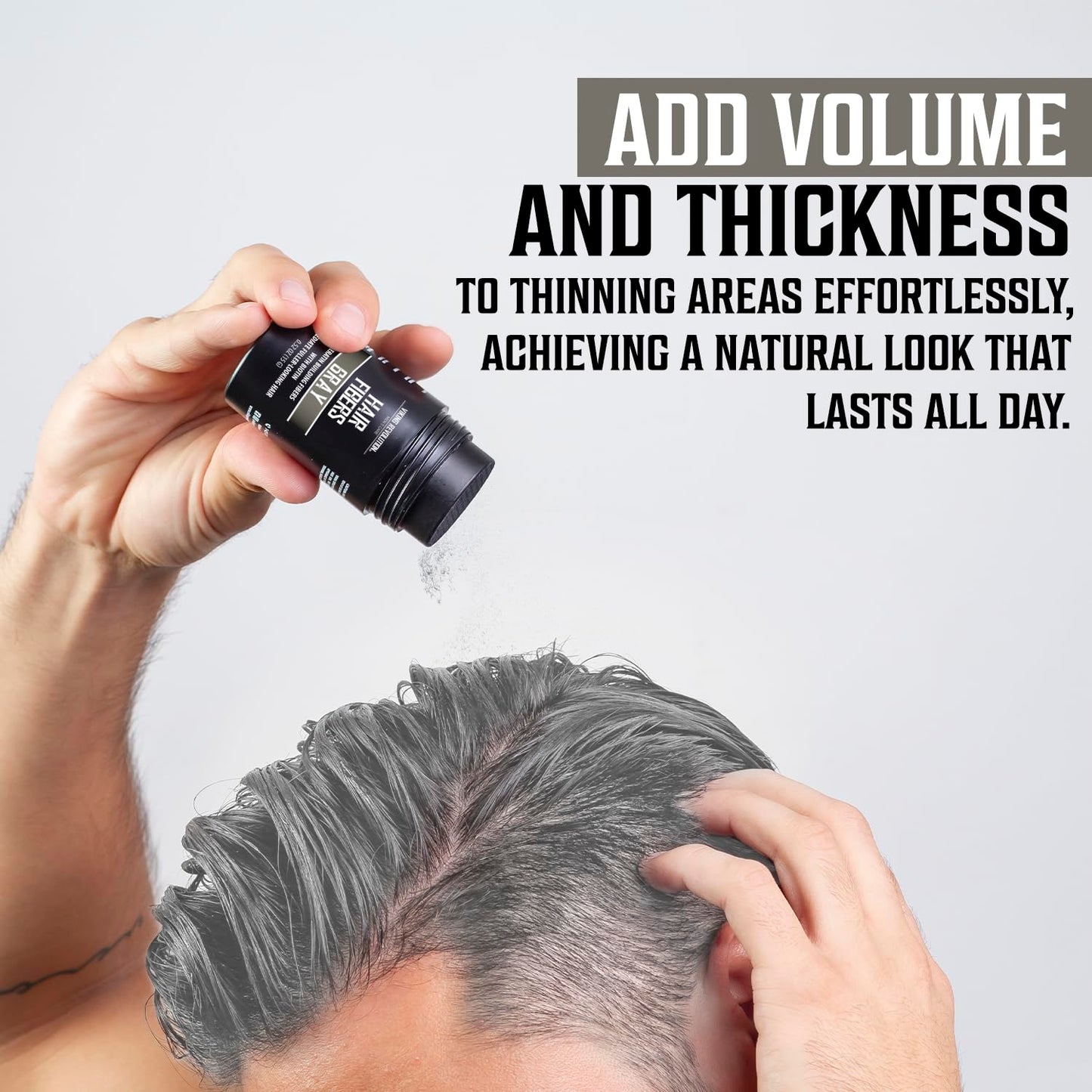 Viking Revolution Gray Hair Fibers for Thinning Hair Men - Thick Fiber for Bald Spot Cover Up - Hair Building Fibers with Kerating and Biotin - Hair Fiber for Men for Thicker and Fuller Look (0.52oz)