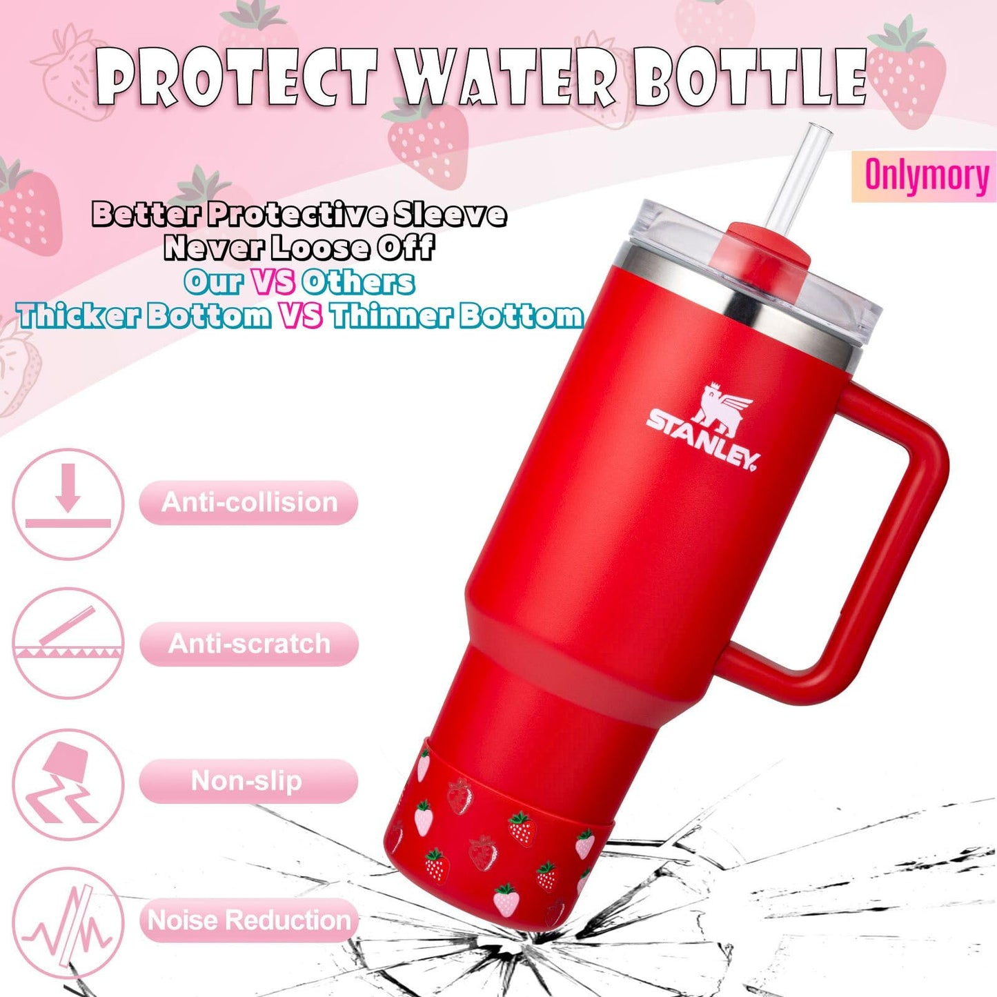Onlymory Silicone Boot for Stanley Cup 40 30 20 OZ, Bottom Boot for Stanley 30OZ 20OZ IceFlow Tumbler, Bottom Cover Protector for Stanley Cup Boots Accessories