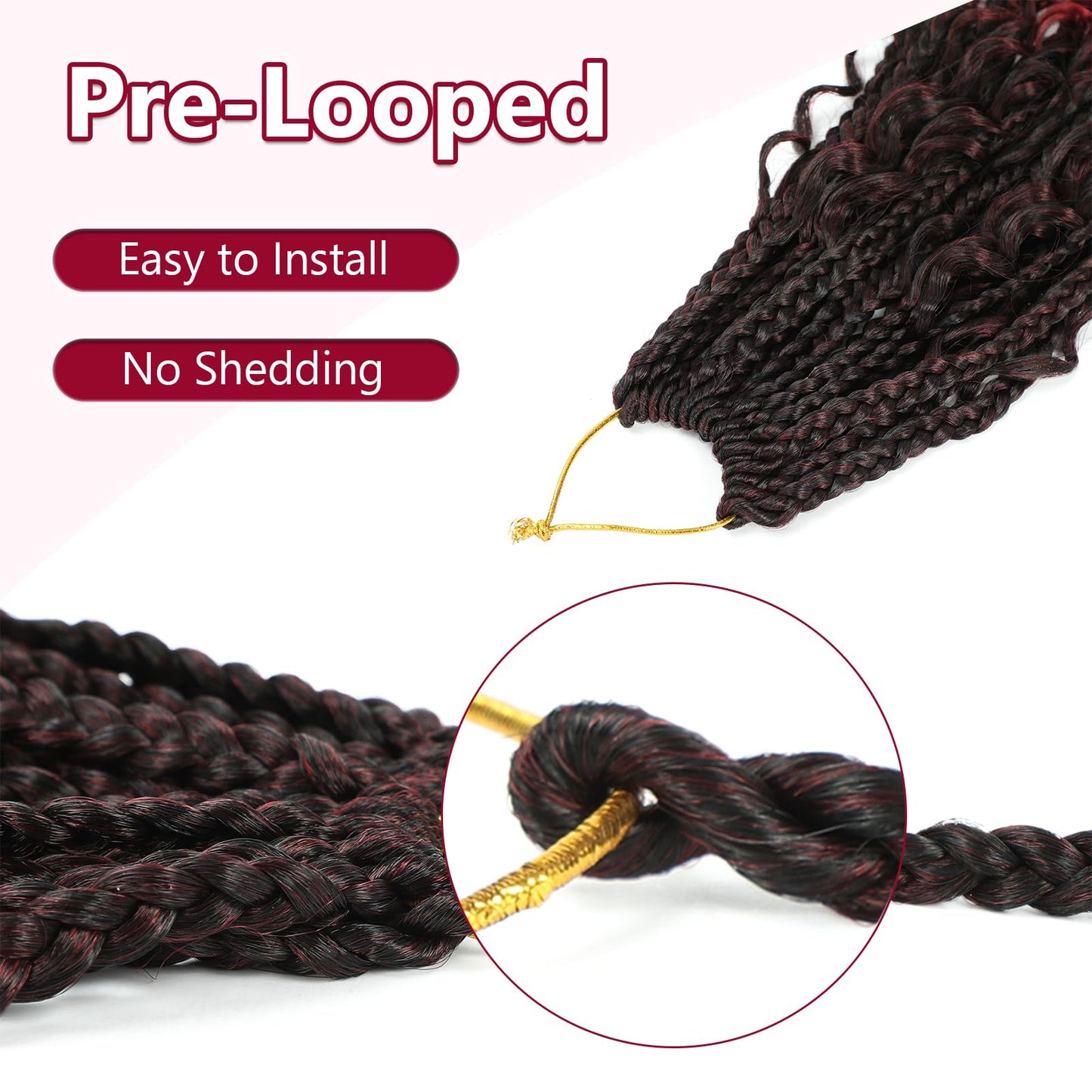 8 Packs Crochet Box Braids- 10 Inch Bohomian Box Braid Crochet Hair Boho Box Braids Crochet Braids Hair Synthetic Braiding Hair Goddess Box Braids Crochet Hair for black women (10(8Packs), 1B/Bug)