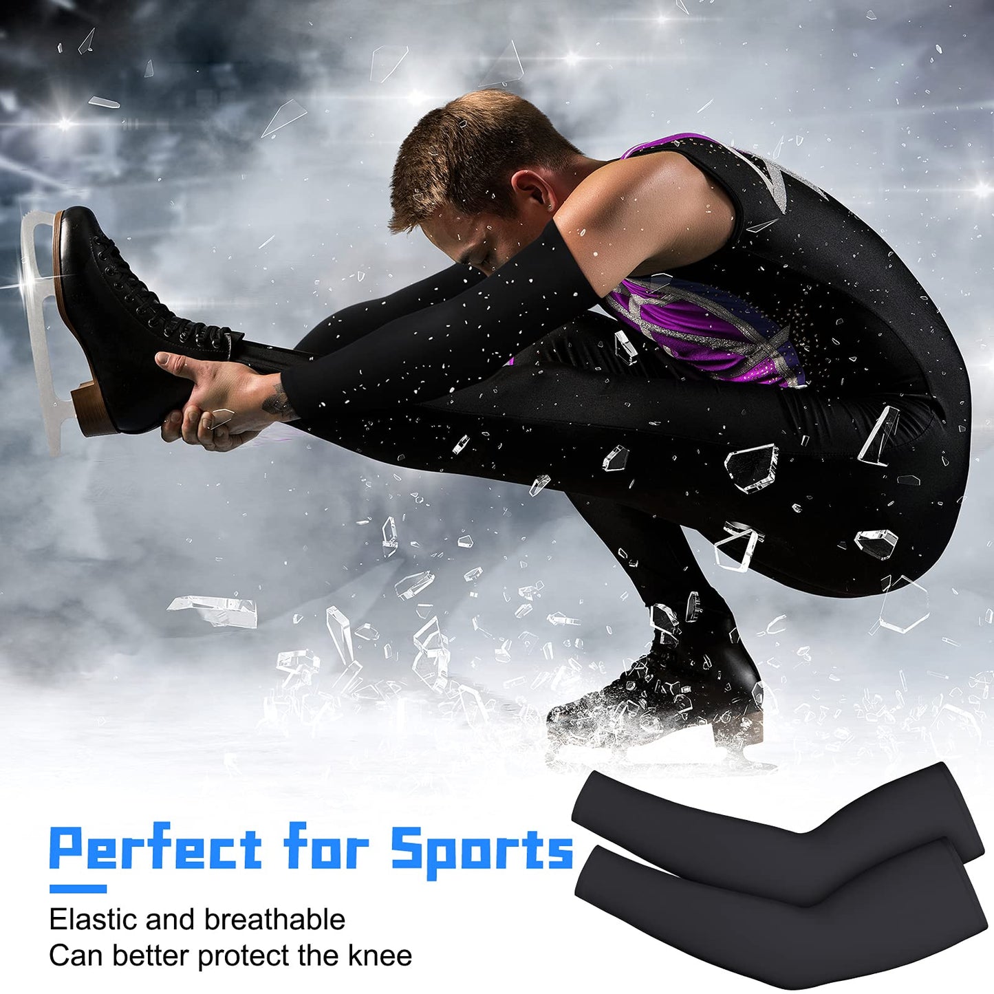 4 Pieces Thermal Arm Warmer Compression Arm Sleeve for Men Women Outdoor Winter Activities Cycling Basketball Running (Black, Small)