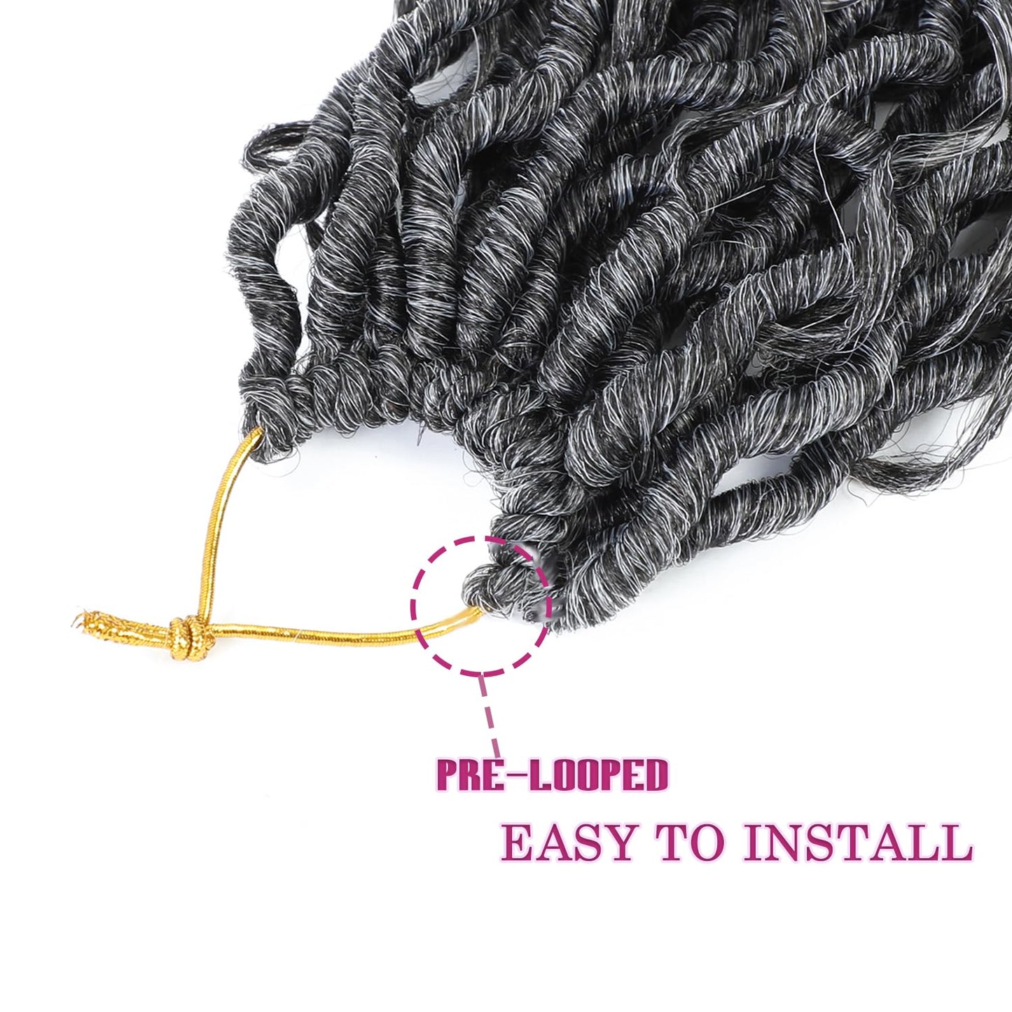 8 Packs Curly Faux Locs Crochet Hair 18 Inch Goddess Locs Crochet Hair, Hippie Locs Braids, Boho Style Hair Extensions (18 Inch, 8Packs, TGray)