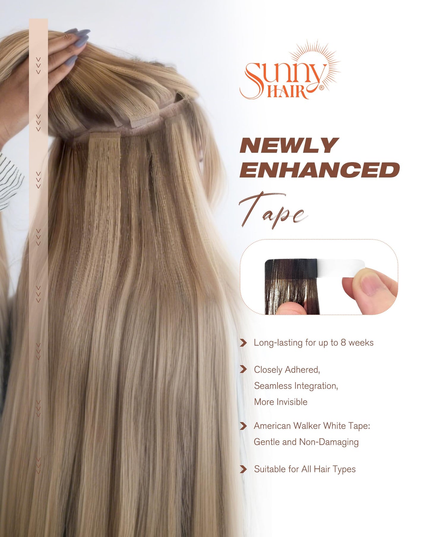 Sunny Hair Brown Balayage Tape in Hair Extensions for Women Human Hair Tape in Extensions Cool Brown Fading to Ash Brown Mix Light Blonde Balayage Short Tape Hair Extensions Brown Balayage 20pcs 12in