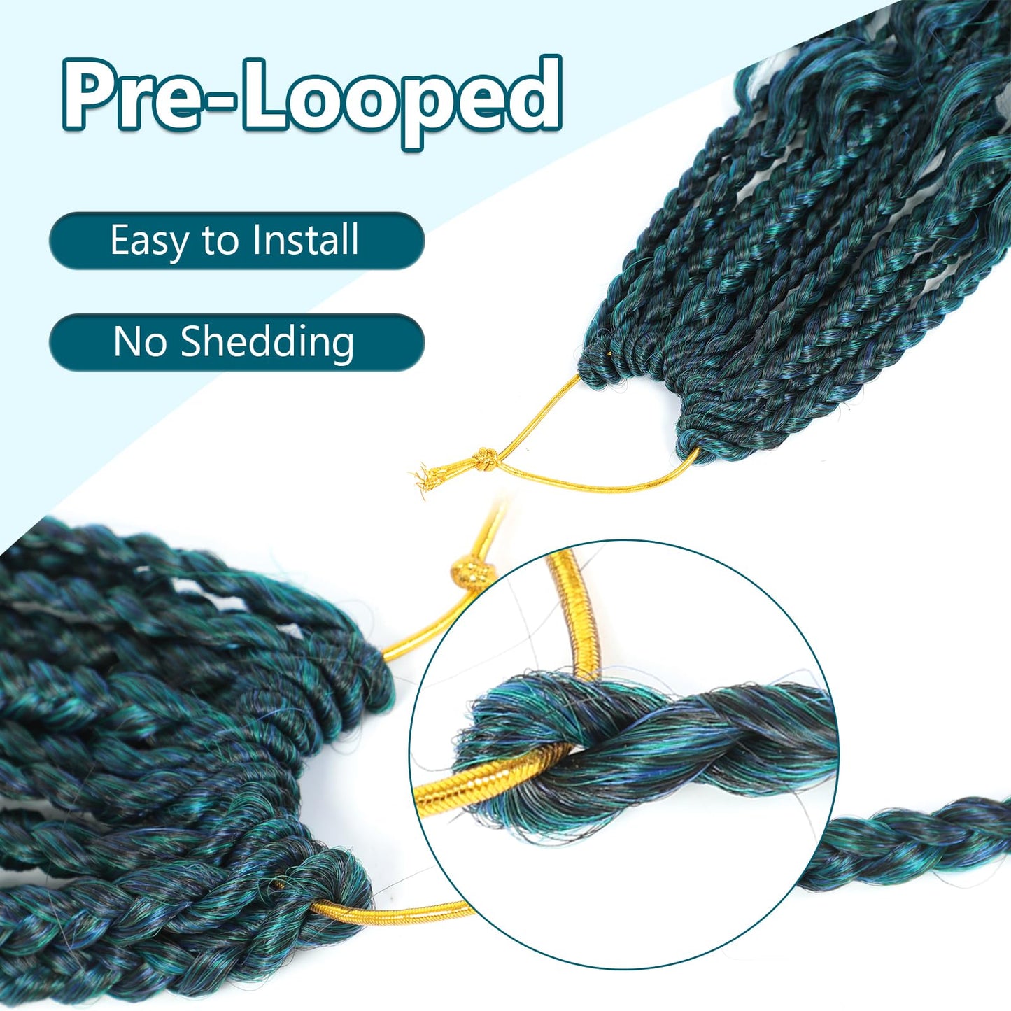 8 Packs Crochet Box Braids- 18 Inch Goddess Box Braids Crochet Hair Bohomian Crochet Braids Hair Synthetic Braiding Hair Extensions Crochet Hair for Black Women (18(8Packs), 1B/Blue/Green)