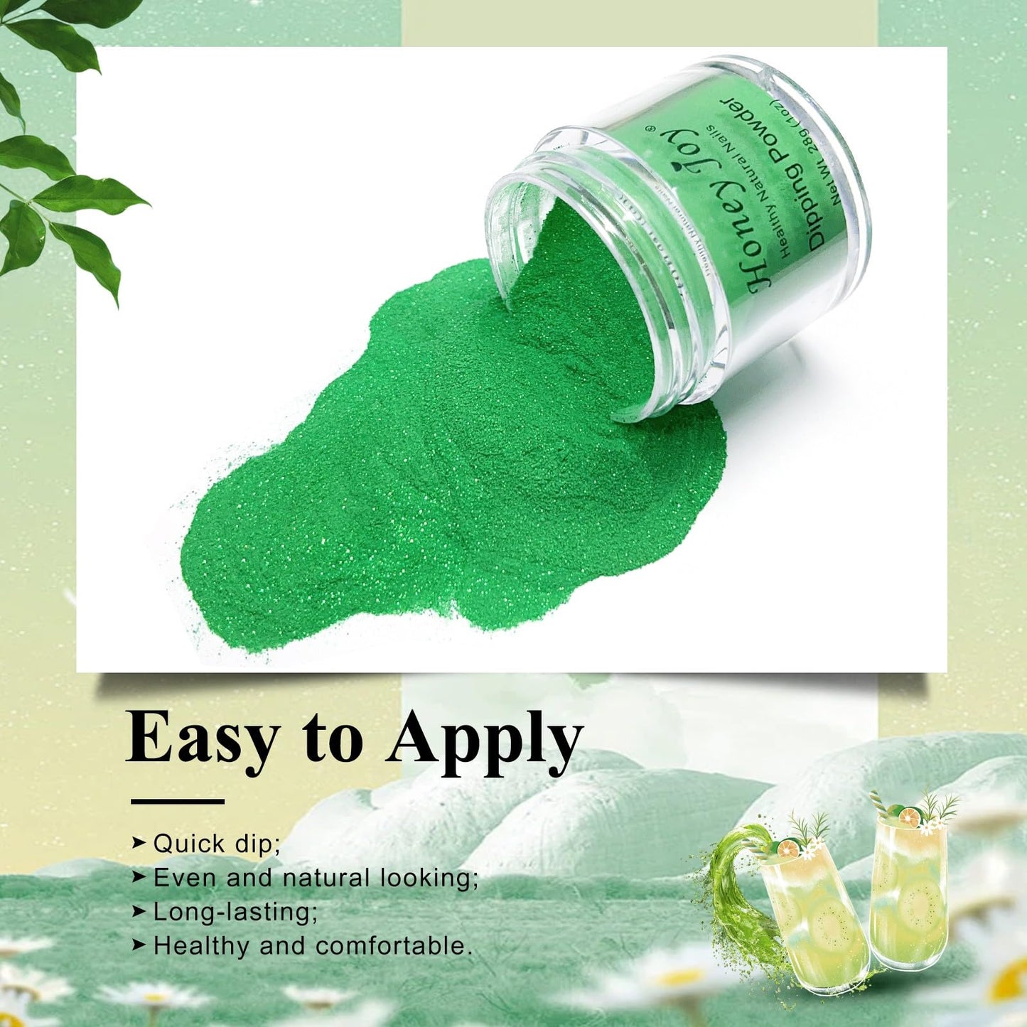 28g/Box Glitter Green Fine Dipping Powder No Lamp Cure Nails Dip Powder Like Gel Nail Natural Dry For Nail Salon£¬No.35