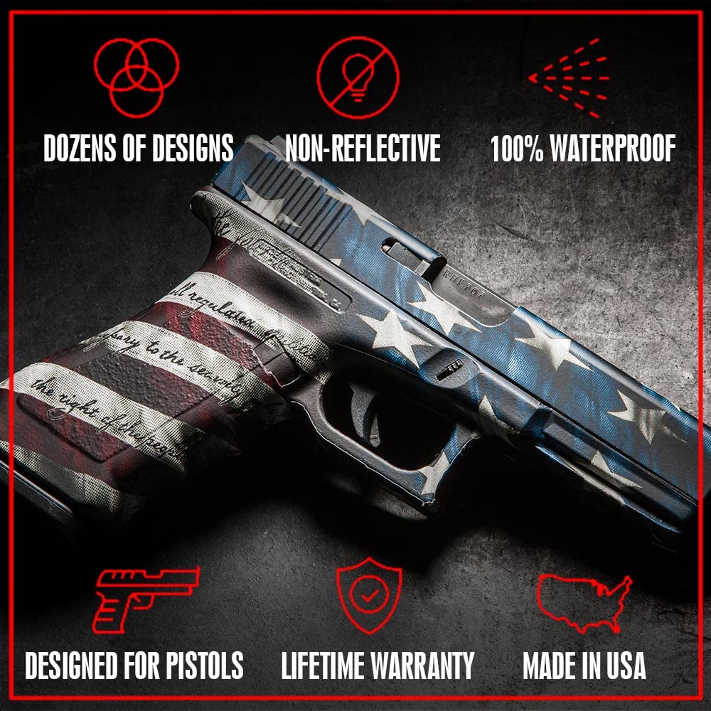 GunSkins Universal Pistol Skin Compatible with Airsoft AEG and BB Gun- Vinyl Wrap - Trim to Install - 100% Waterproof - Non-Reflective Matte Finish - GS Military OCP Black