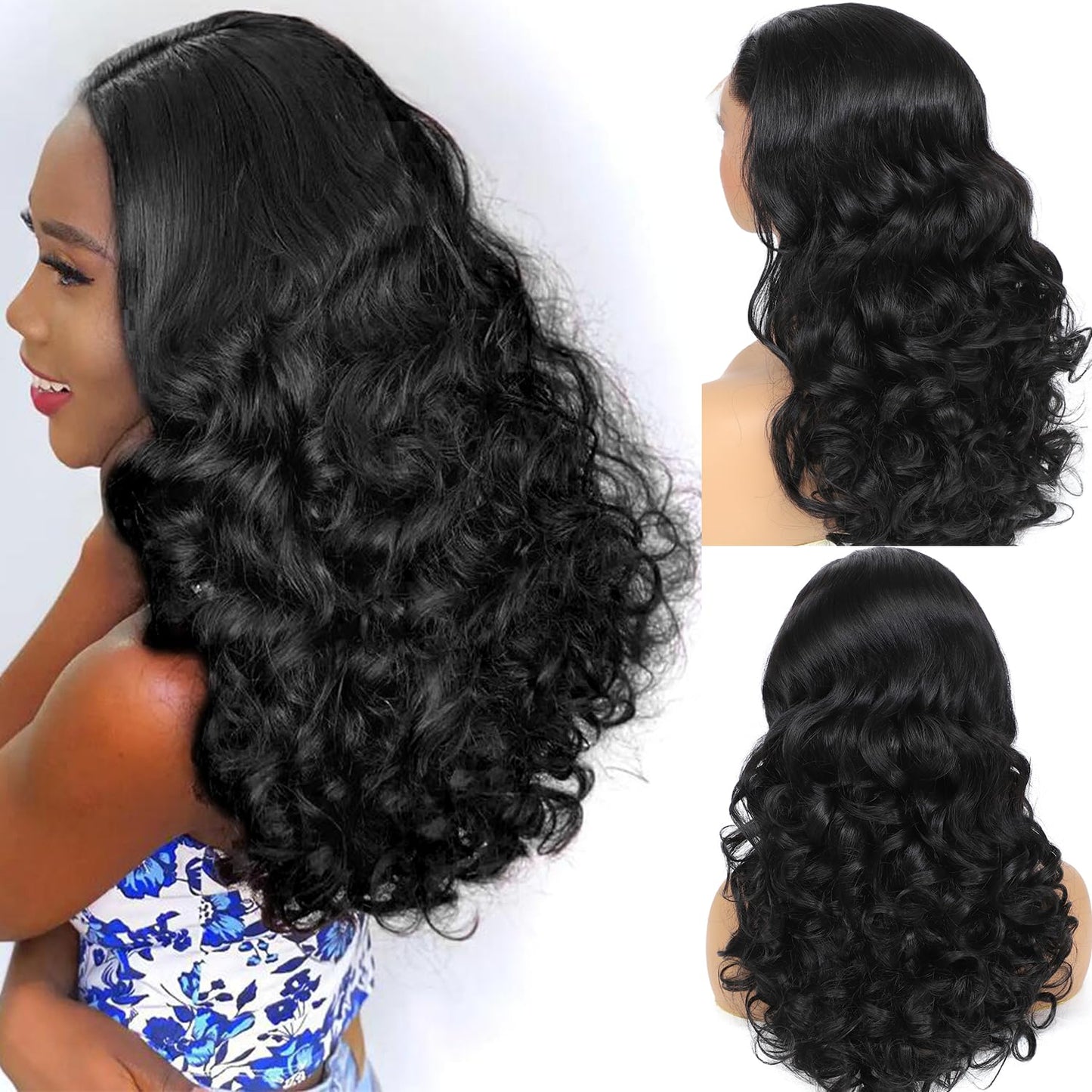 250 Density HD Lace Front Wigs Human Hair Loose Wave 13x4 Lace Front Wigs Human Hair Glueless Transparent Bouncy Body Wave Lace Frontal Wigs For Black Women Pre Plucked with Baby Hair 22 Inch