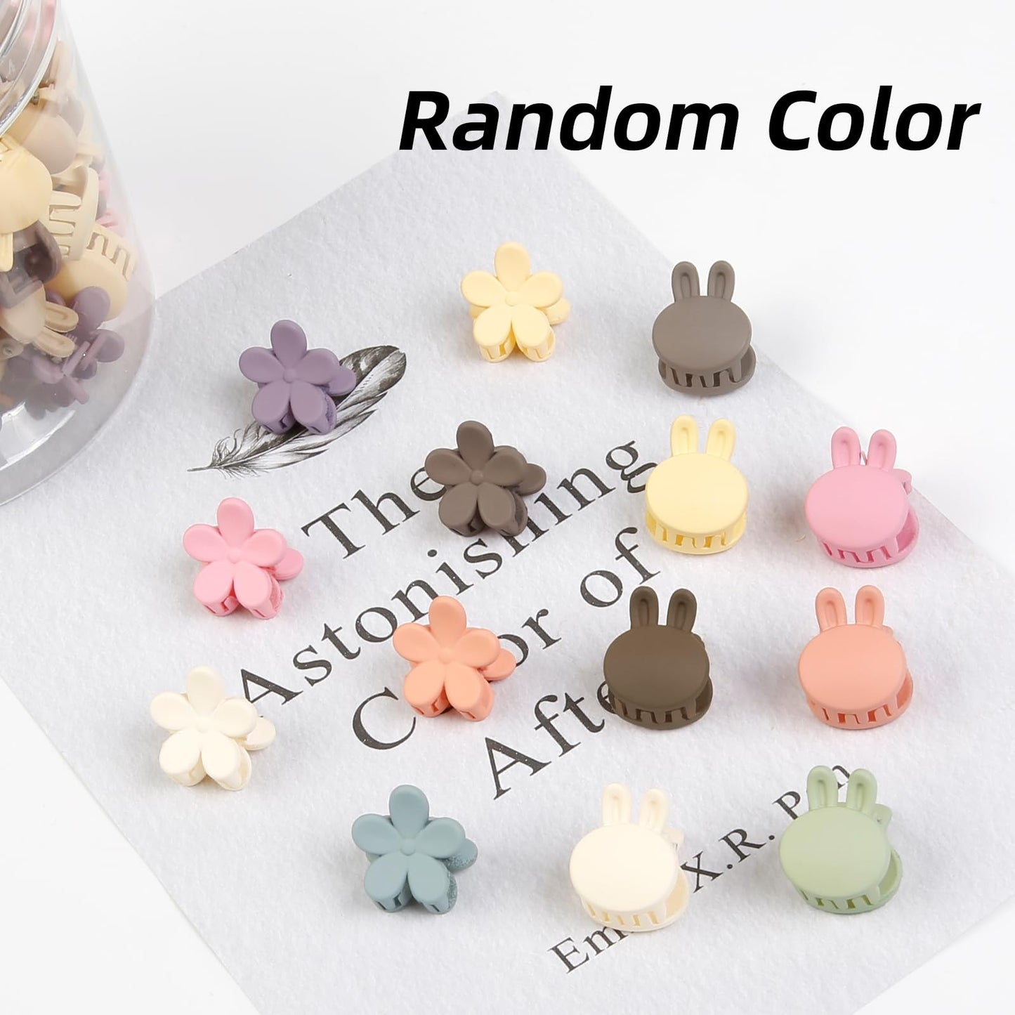 100Pcs Colorful Mini Flower Hair Clips Set, TEBIEKOY Small Hair Clips Mini Hair Claw Clip Bunny Ear Hair Clip Cute Jaw Clips Hair Pins Hair Barrettes Tiny Flower Hair Accessories for Women