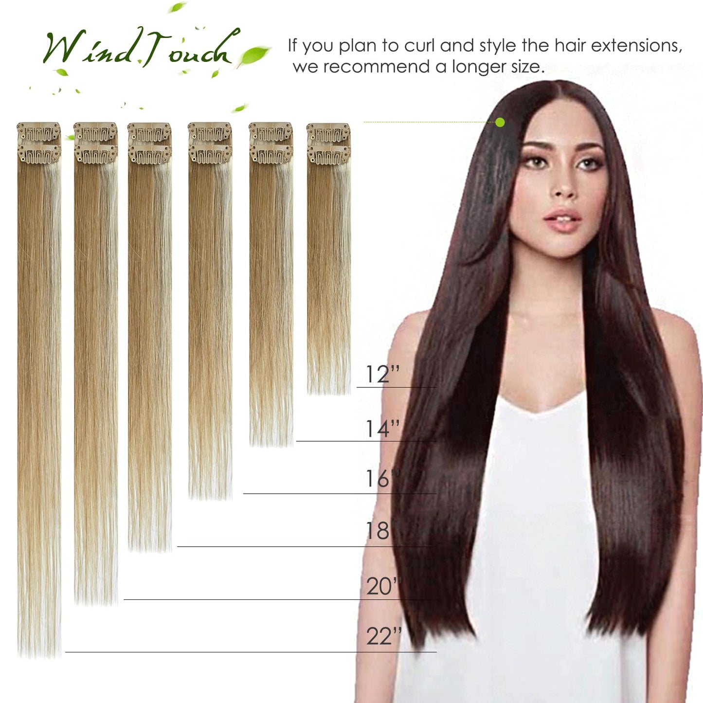 WindTouch Clip in Hair Extensions Real Human Hair #1 Jet Black Hair Extensions Remy Human Hair Full Head 16Inch 120g 7PCS Human Hair Clip in Extensions Black women