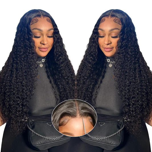 ACIWP Glueless Wigs Human Hair Pre Plucked Pre Cut Wear and Go Deep Wave Lace Front Wigs Human Hair for Beginners Upgraded No Glue Pre Cut 5x5 Hd Lace Closure Wigs for Black Women Human Hair 26 Inch