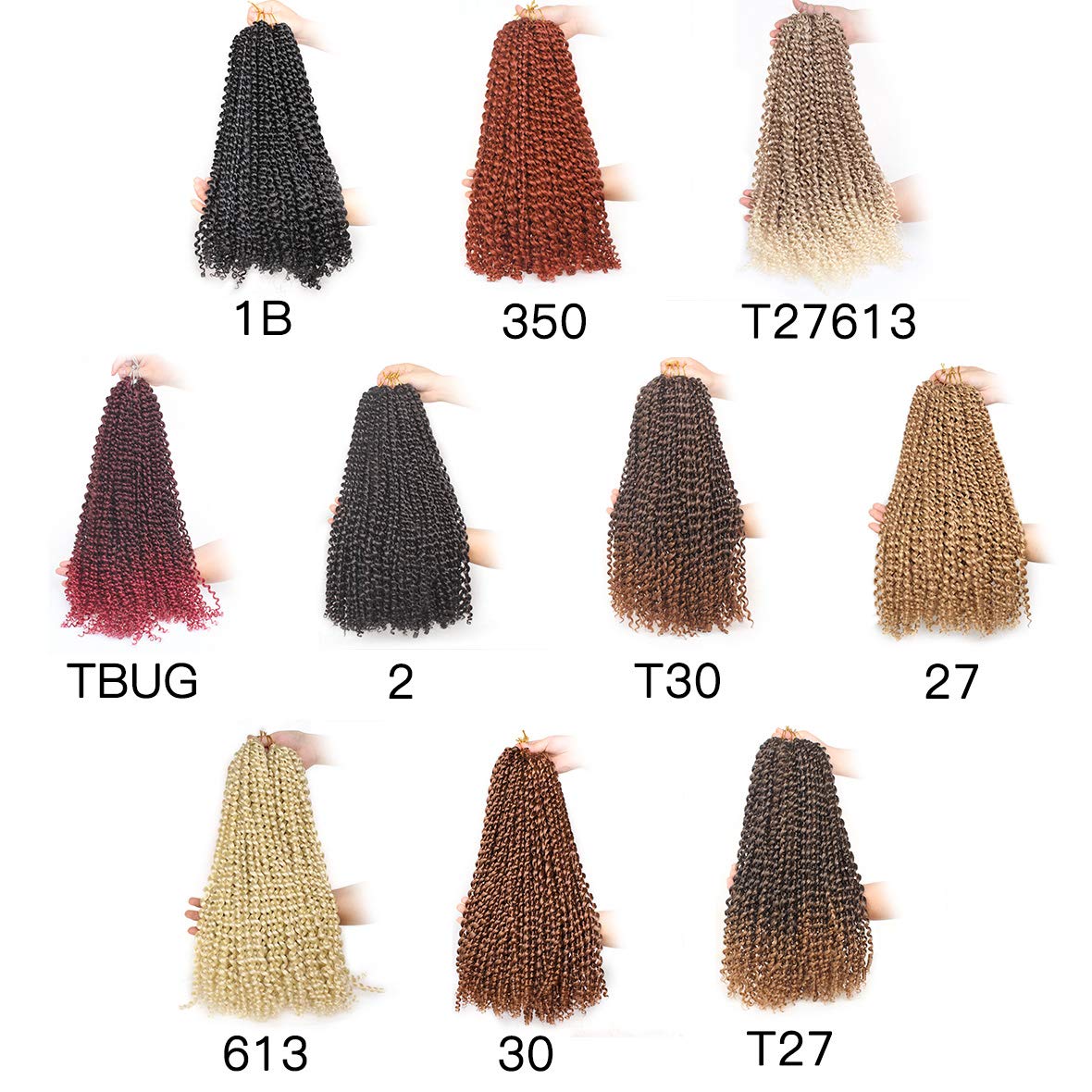 Leeven 18 Inch Ombre Color Water Wave Crochet Twist Hair for Butterfly Locs 2Pcs Curly Passion Twist Crochet Hair For Women Synthetic Bohemian Braiding Hair Extension T30#