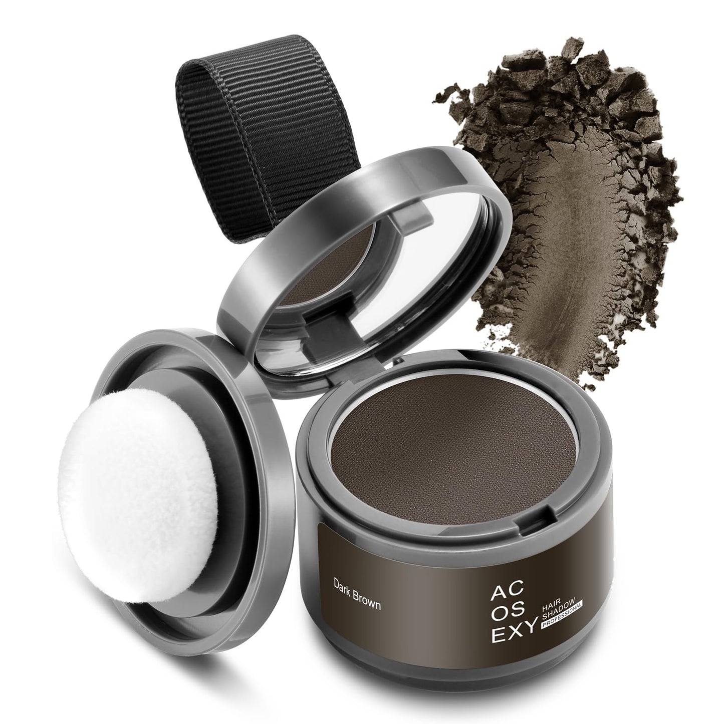 Acosexy Root Cover Up Hair and Beard Line Powder - Dark Brown for Women's Eyebrows, Men's Gray Hair Coverage, Bald Spots (Dark Brown)