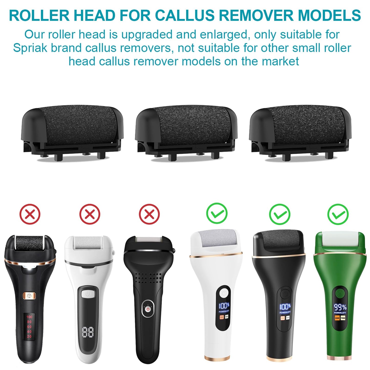 8 Pack Refill Rollers for Electric Foot Callus Remover, Replacement Rollers Heads Foot Care Pedicure Tools, 3 Pack Extra Coarse, 3 Regular Coarse, 2 Gentle Coarse Refill Rollers for Electric Foot File