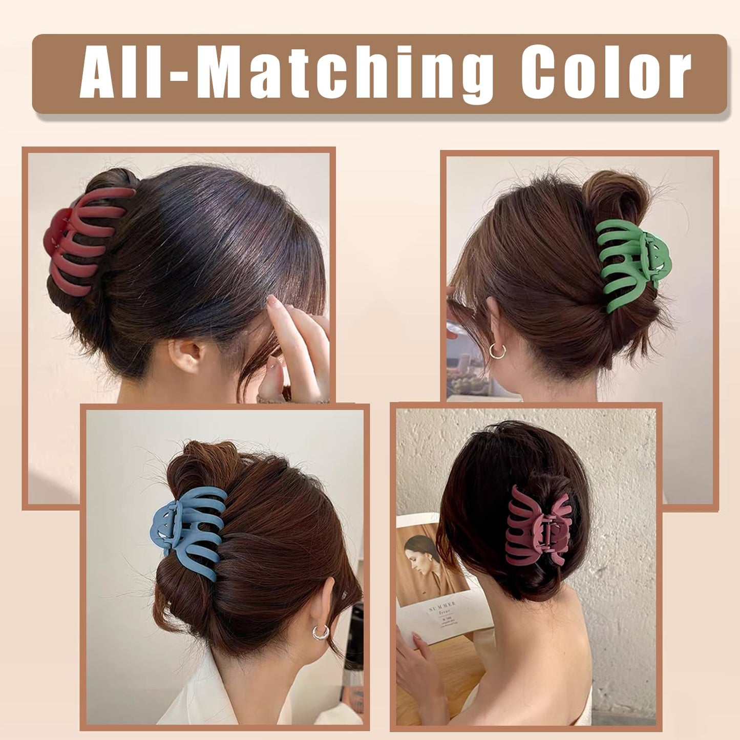 4 Pcs Large 3.8" Octopus Claw Hair Clips for Women - Strong Grip Non-Slip Jaw Clips for Thick, Fresh Color Hair