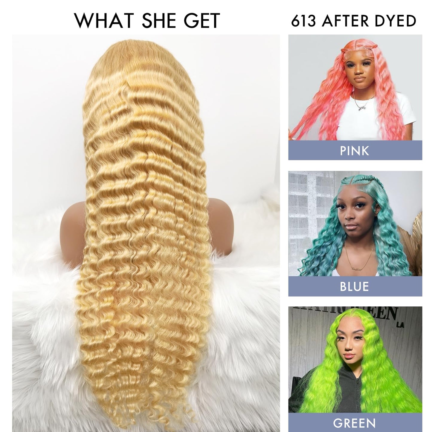 613 Lace Front Wig Human Hair Deep Wave 20 Inch Blonde Wig Human Hair 16A 13x6 HD Blonde 613 Deep Wave Lace Front Wigs Curly Glueless Wig Pre Plucked 180% Density Blonde Frontal Wig Deep Wave 613 Wig