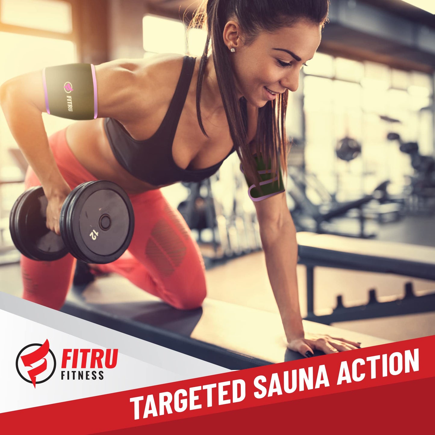 Fitru Premium Arm Trimmers for Men & Women | Sauna Arm Wraps for Flabby Arms Increasing Heat & Sweat During Exercise Pink