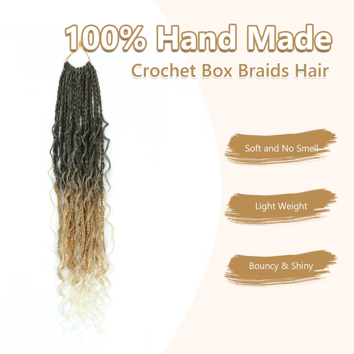 8 Packs Crochet Box Braids- 18 Inch Goddess Box Braids Crochet Hair Bohomian Crochet Braids Hair Synthetic Braiding Hair Extensions Crochet Hair for Black Women (18(8Packs), 1B/27/613)