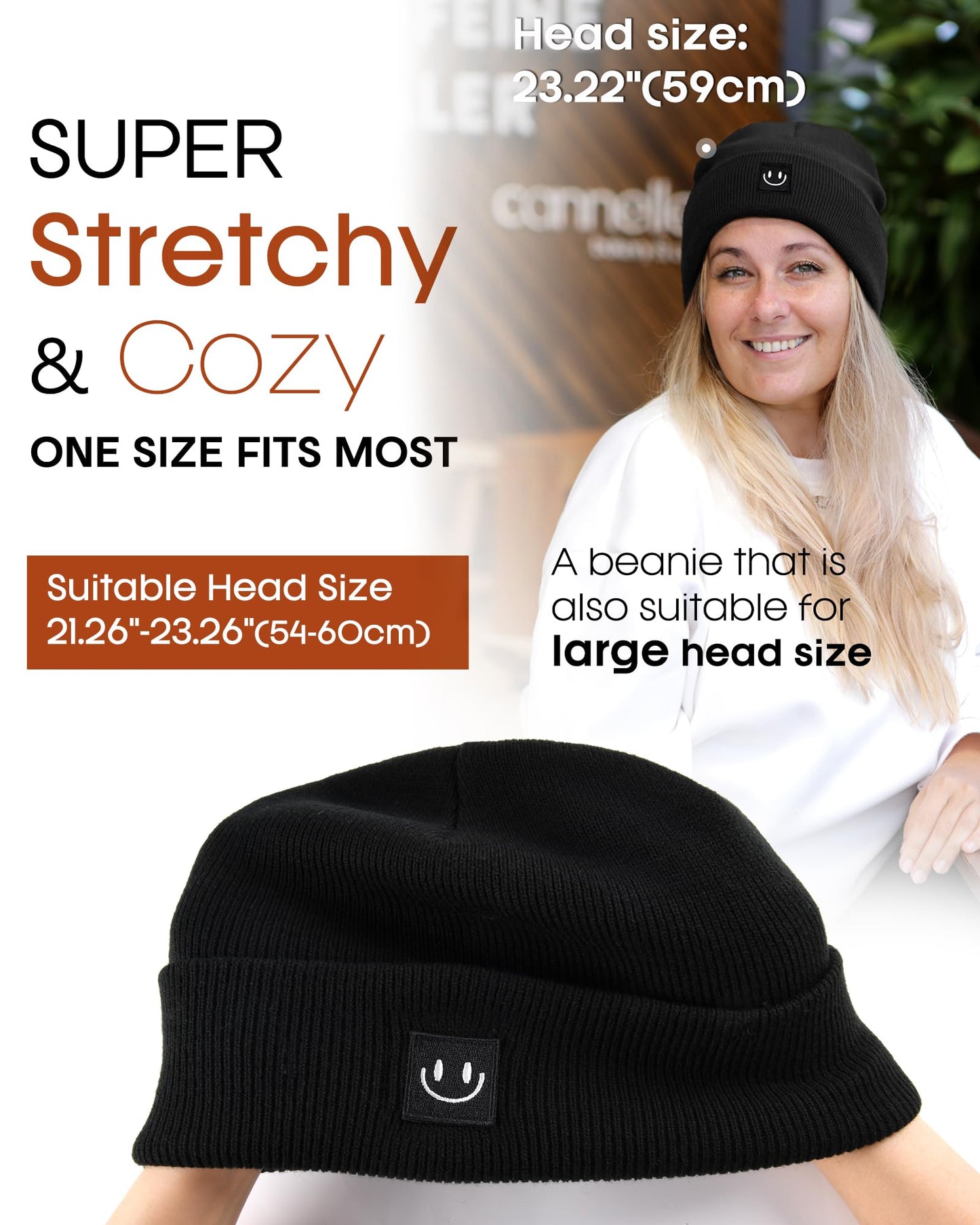 FURTALK Unisex Beanie for Women Men Knit Cuffed Winter Hats Soft Warm Cute Ski Skull Caps Black