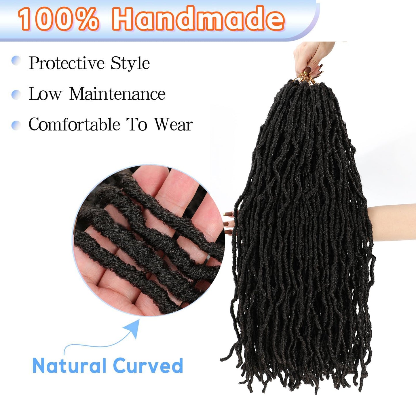 Soft Locs Crochet Hair 22 Inch 7 Packs Pre Looped Faux Locs Crochet Hair For Black Women Butterfly Faux Locs Hair Curly Crochet Loc Extensions(22inch, 7 Packs, 4#)