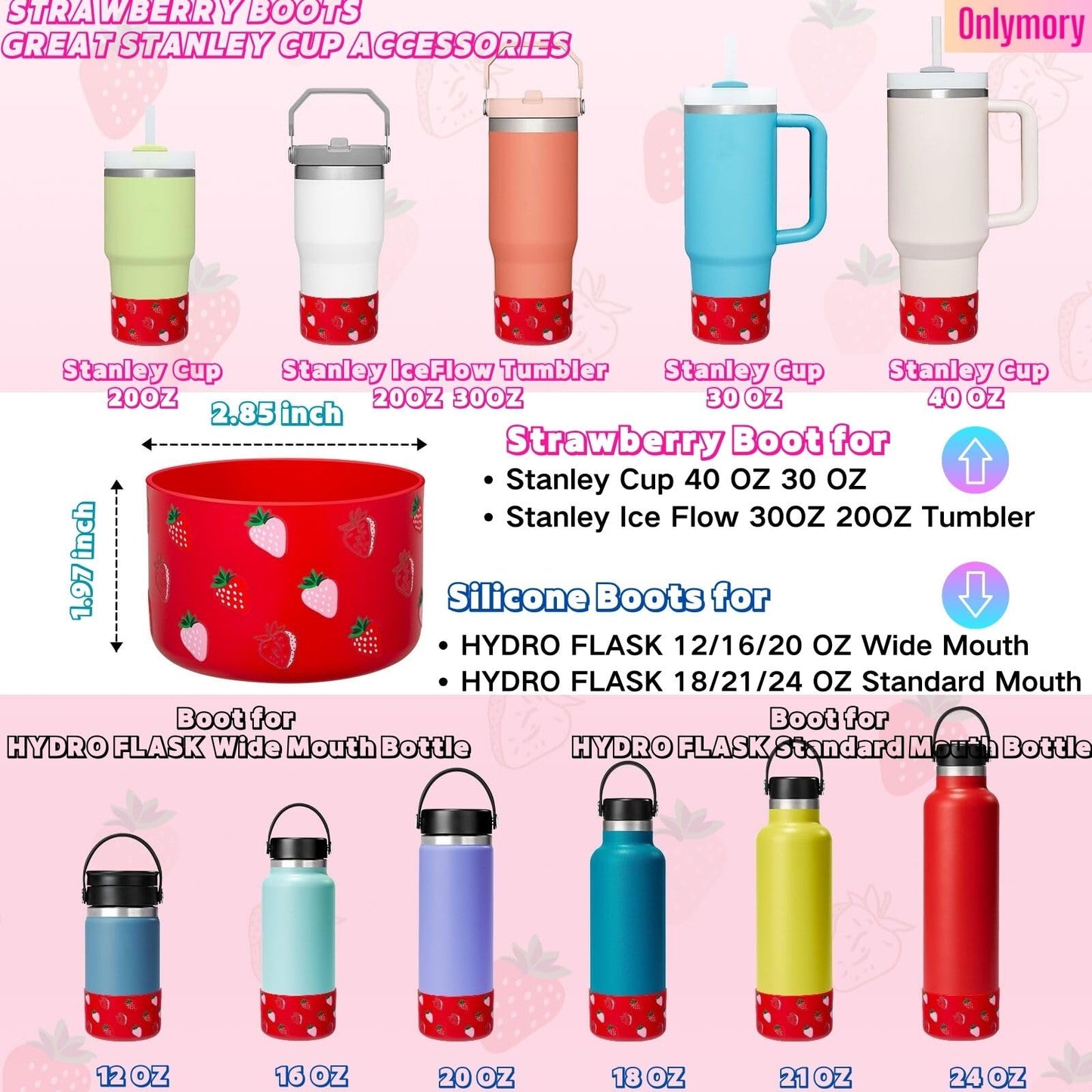 Onlymory Silicone Boot for Stanley Cup 40 30 20 OZ, Bottom Boot for Stanley 30OZ 20OZ IceFlow Tumbler, Bottom Cover Protector for Stanley Cup Boots Accessories