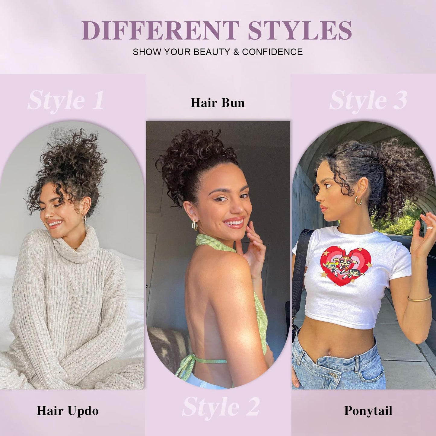 DOROJJ Curly Drawstring Ponytail for Black Women Curly hair Bun Drawstring Ponytail Extension for Women Synethetic Curly Messy Hair Bun Ponytail Drawstring Ponytail for Daily Use (Natural Black)