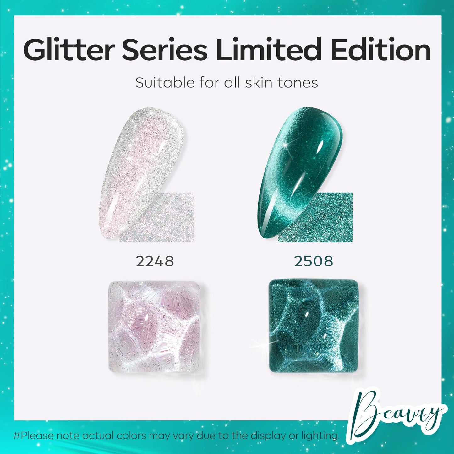 modelones Gel Nail Polish Set 2 PCS 15ML White Green Cat Eye Gel Nail Polish Glitter Holographic Shimmer 9D Cat Eye Gel Polish With Magnet Soak Off Led Nail Art Gel DIY Salon Gift For Women Girl