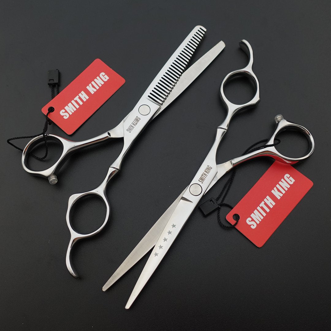 6.0 Inches Professional hair cutting thinning scissors set with razor (Silver)