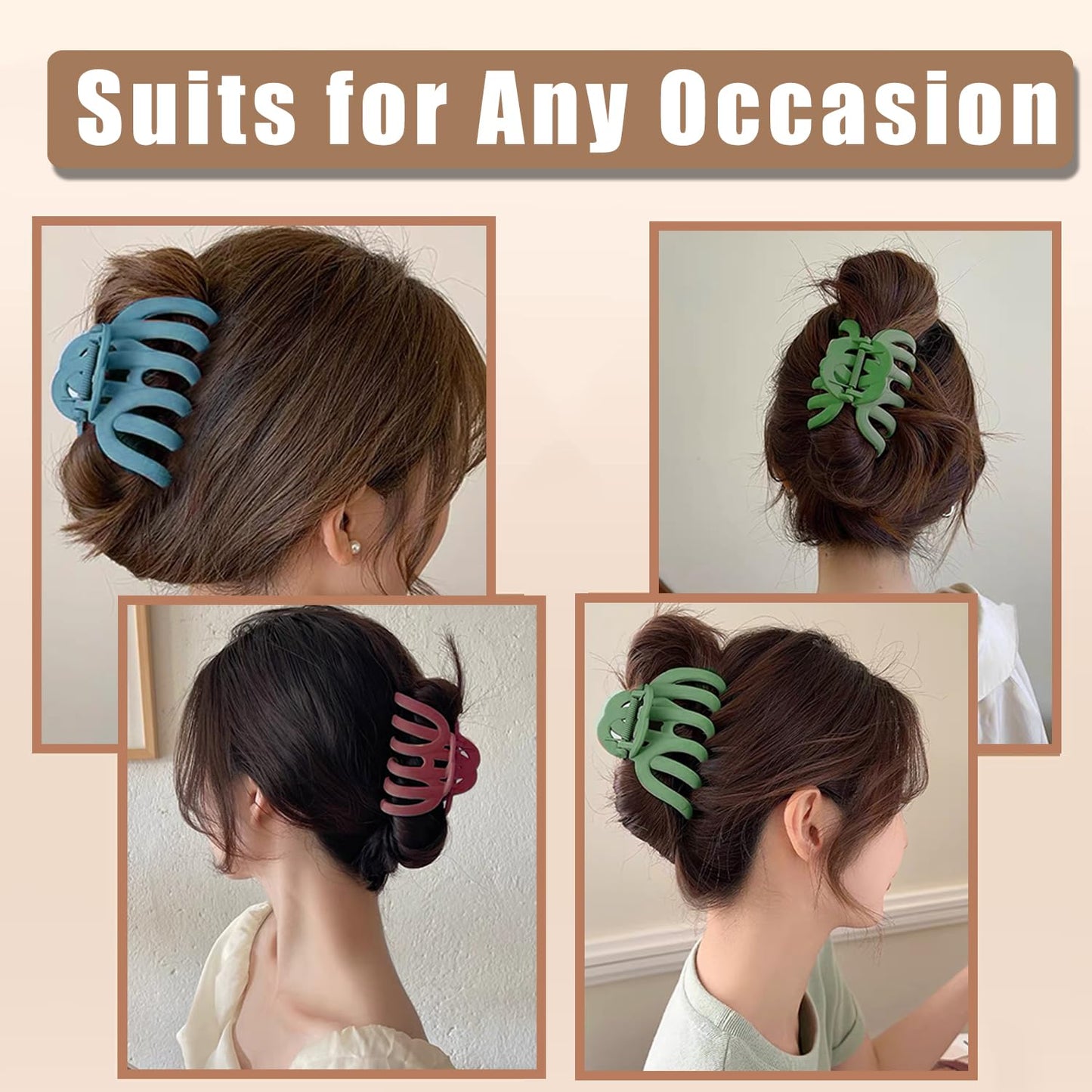 4 Pcs Large 3.8" Octopus Claw Hair Clips for Women - Strong Grip Non-Slip Jaw Clips for Thick, Fresh Color Hair