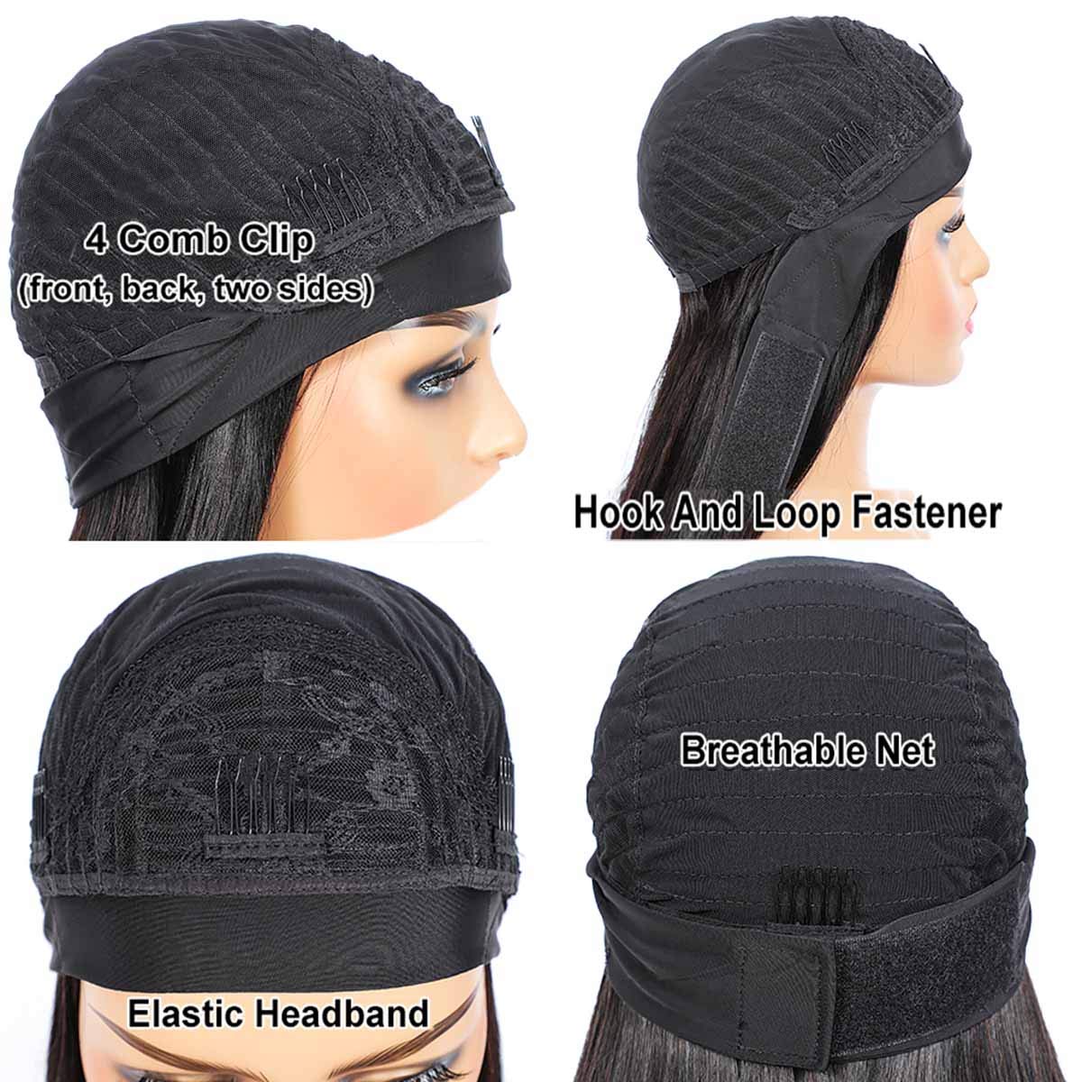 Adette 10A Grade Unprocessed Human Hair Headband Wigs Body Wavy Ombre Dark Red 22 Inch Glueless Wigs for Black Women 180% Density Easy to Wear