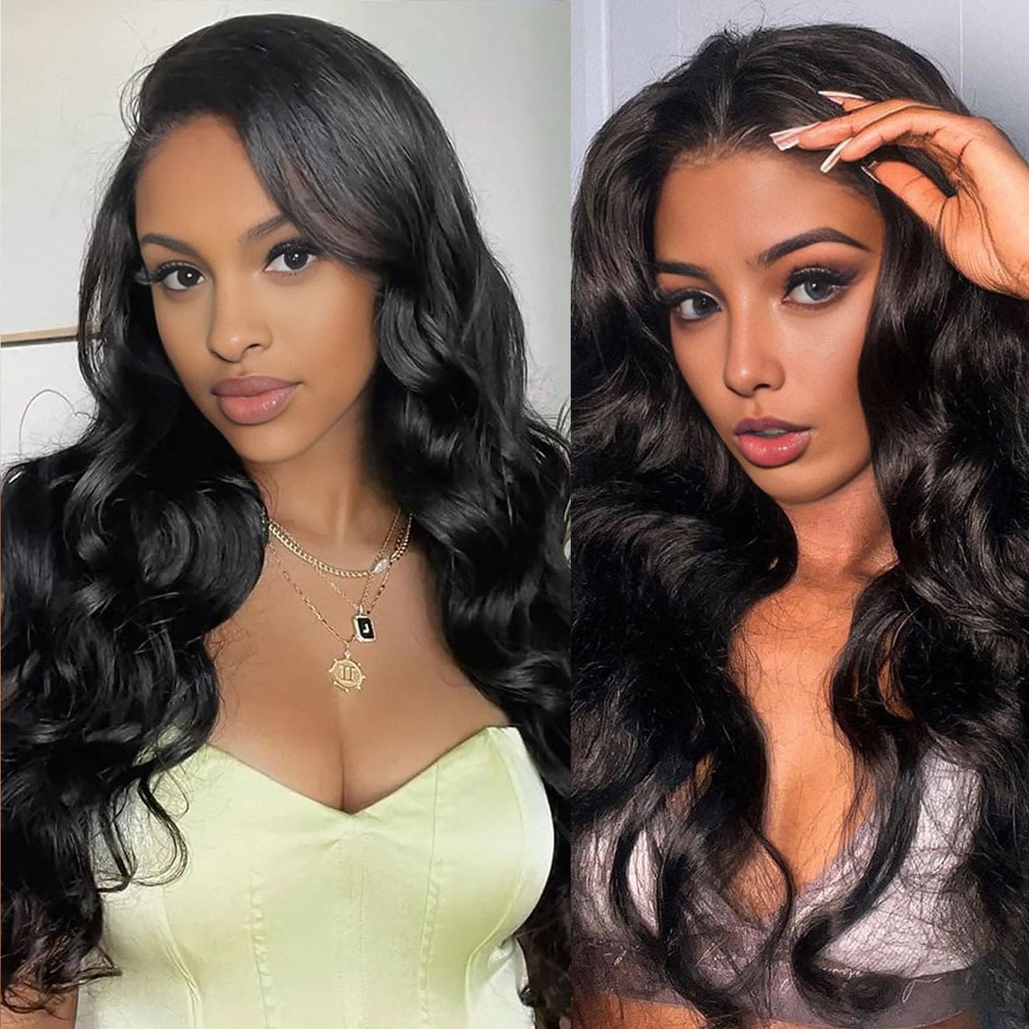 5x5 Real HD Lace Glueless Wigs Human Hair, 150% Density Body Wave Closure Wigs Pre Plucked Invisible Hairline Glueless Brazilian Virgin Human Hair with Bleached Knots 18 Inch