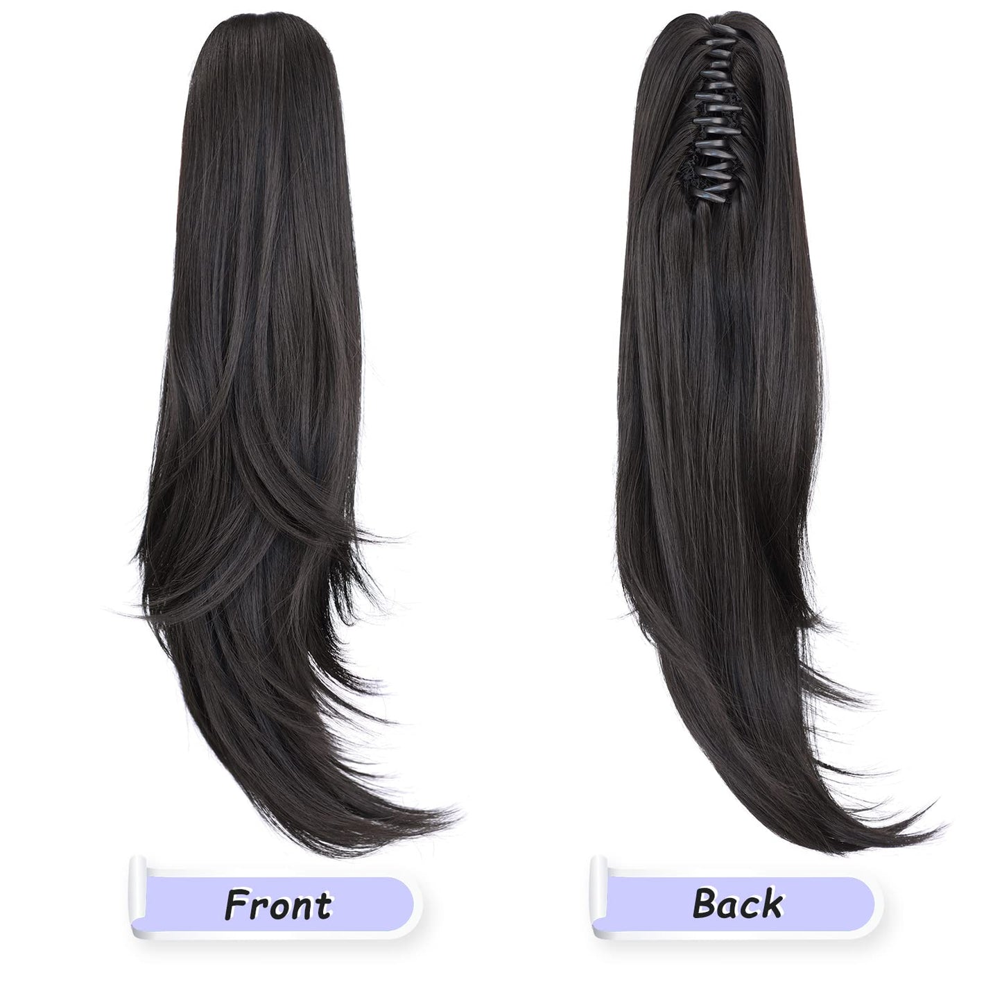 ShulaSHOP Ponytail Extension,20" Clip Hair Extensions Ponytail Curly claw hair Ponytail Extension Natural Looking Synthetic Hairpiece for Women Natural Black
