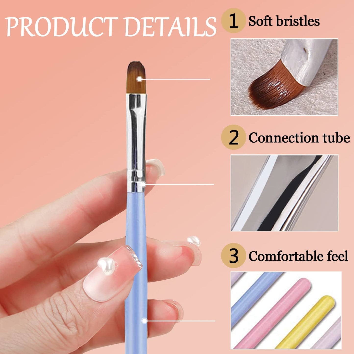7 Pcs UV Gel Nail Art Brush,Poly extension Gel Nail Art Tips Brush,Acrylic Nail Art Brush Nail Painting Brush Pen Set for Home and Salon Use