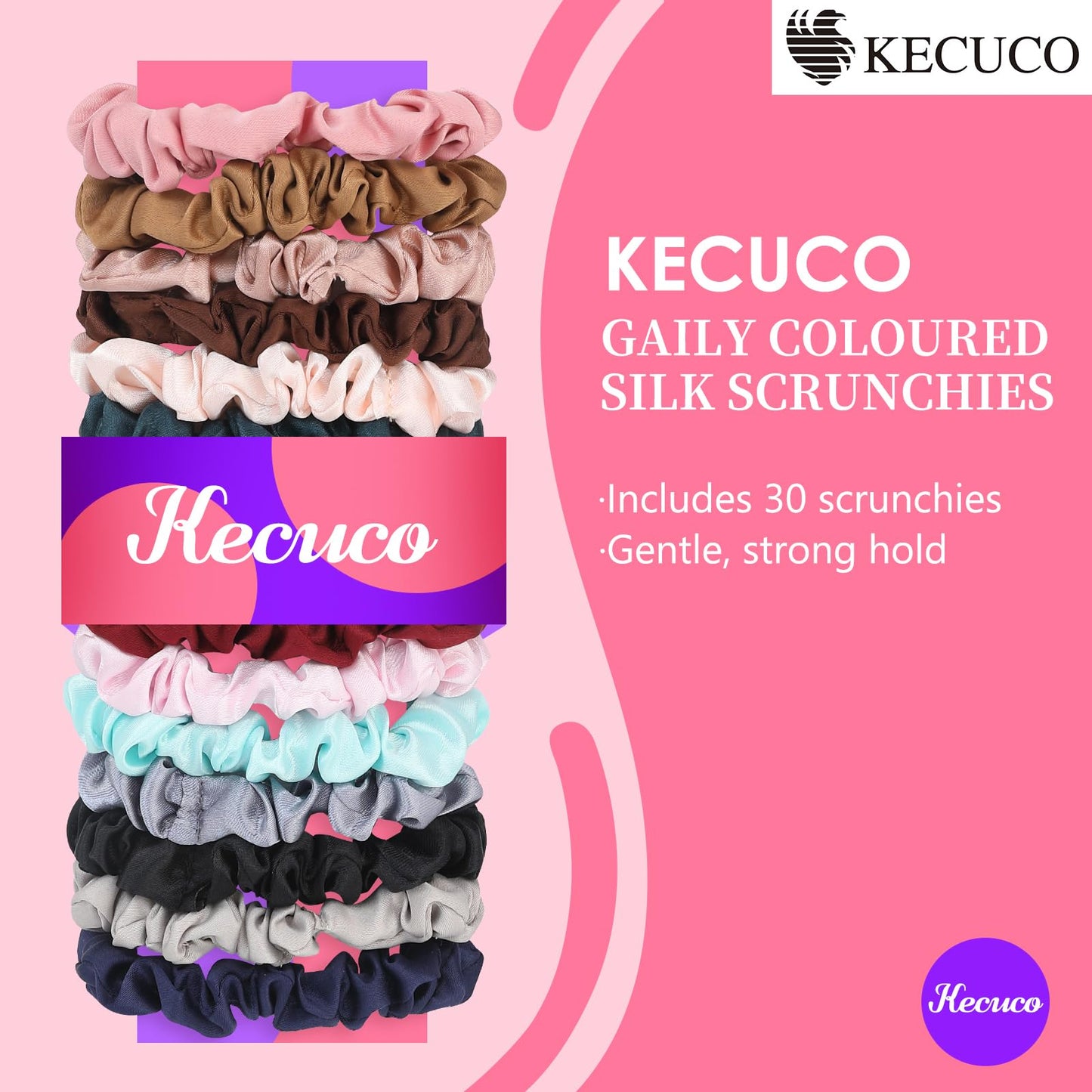 KECUCO 30Pcs Small Silk Satin Hair Scrunchies, Hair Ties for Women Girls Hair Accessories Gift (Multicolor A)