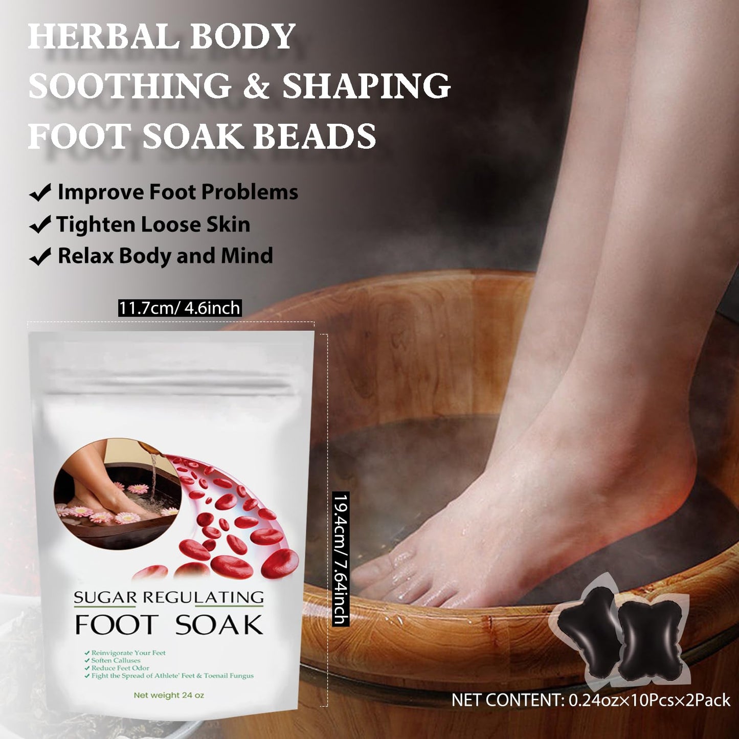 20PCS Herbal Body Detox Foot Soak Beads, Detox & Shaping Cleansing Foot Soak for Men and Women, Daily Rebody Body Detoxingherbs Foot Soak Beads for a Relaxing and Soothing Experience (2 Pack /20 PCS)
