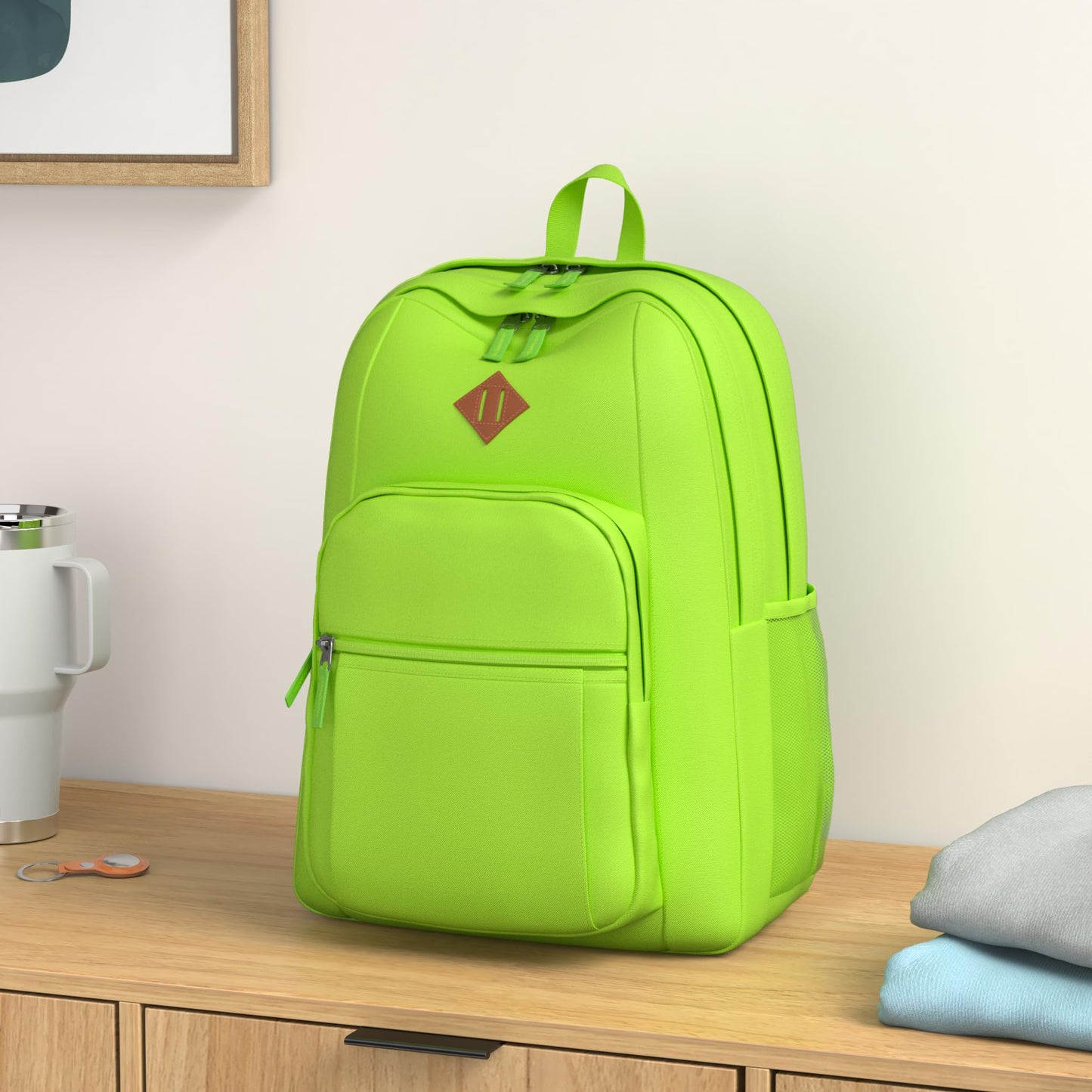 abshoo Classical Basic Womens Travel Backpack For College Men Water Resistant Bookbag (GreenYellow)