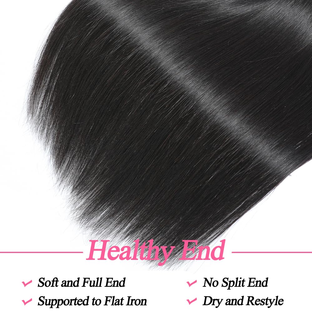 10A Straight Bundles Human Hair 22 24 26 Inch Brazilian Straight Human Hair 3 Bundles 100% Unprocessed Virgin Remy Weave Bundles Human Hair 1B Natural Black