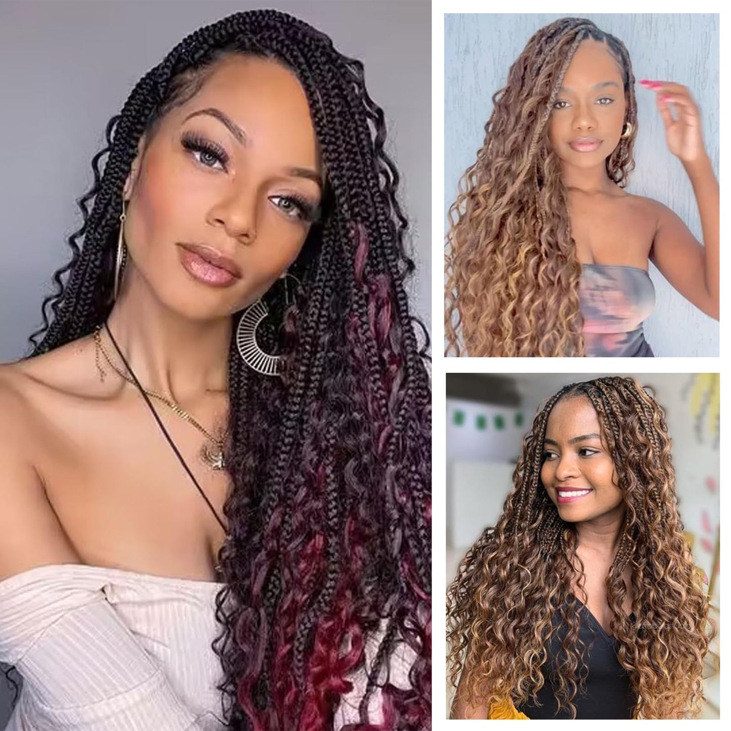 8 Packs Crochet Box Braids-18 Inch Boho Box Braids Crochet Braids Hair Bohomian Box Braid Crochet Hair Synthetic Braiding Hair Goddess Box Braids Crochet Hair for Black Women(1B/350#)…