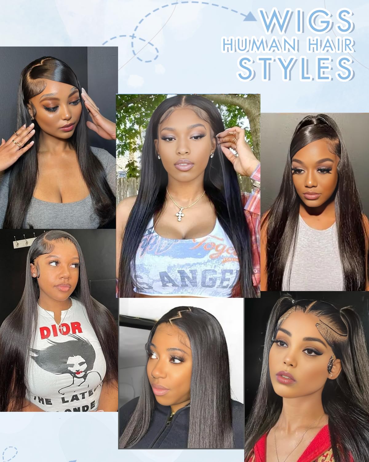 GUDOZO Glueless Wigs Human Hair For Black Women 16 Inch 9x6 HD Lace Front Wigs Human Hair Frontal Wigs Human Hair Glueless Wigs Human Hair Pre Plucked Pre Cut Straight 200 Density