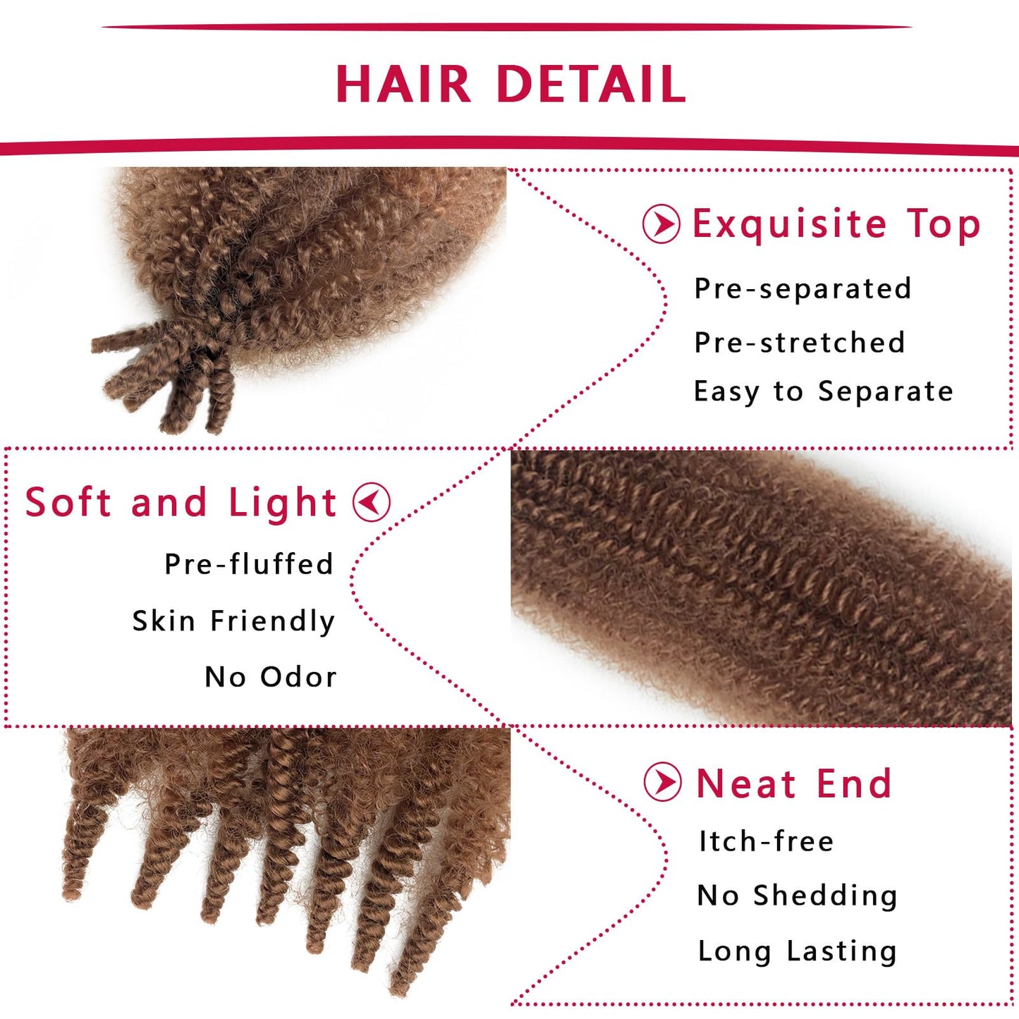 Afro Twist Hair 12 Inch Marley Hair 8 Packs Kinky Twist Hair for Braiding 30# Springy Afro Twist Hair Suitable for Damaged Soft Locs Synthetic Pre-Fluffed Twist Hair Braiding Hair Extension for Women