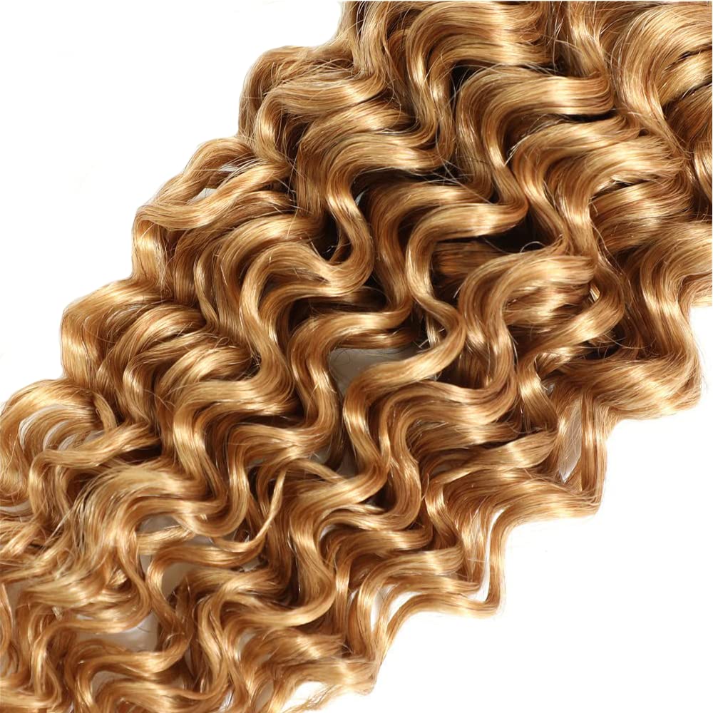 Ombre Human Hair Bundles T4/27 Blonde Deep Wave Bundles Human Hair 8 10 12 Inch Two Tone Brown And Blonde Bundles 8A Grade Honey Blonde Deep Wave Bundles Human Hair For Women