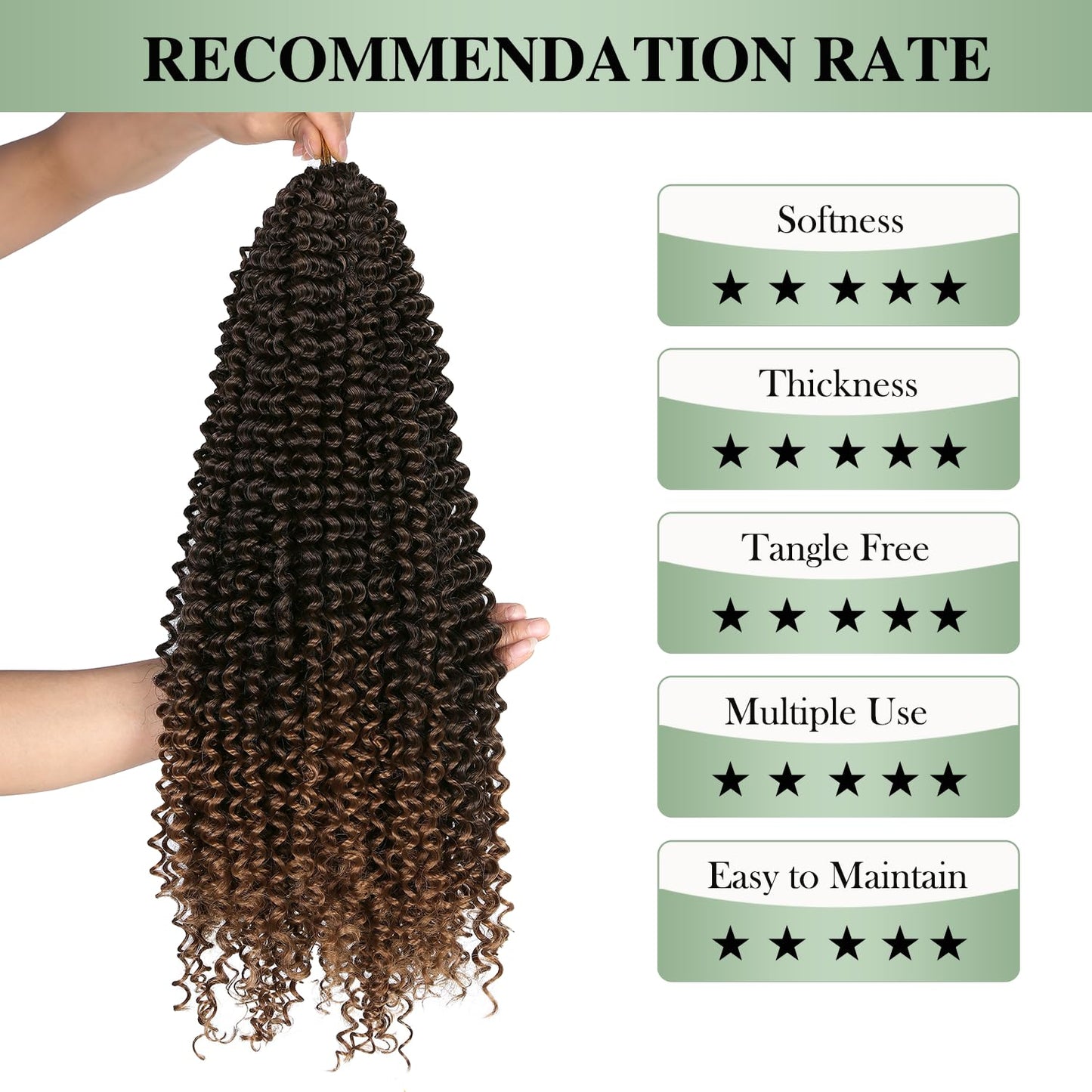 WIGER Kinky Curly Braiding Hair Marlybob Crochet Hair Ombre Brown Jerry Curly Passion Twist Hair 18 Inches Long Curly Crochet Braids for Women Synthetic Kinky Twisted Hair Extensions (6 Packs, 1B/30)