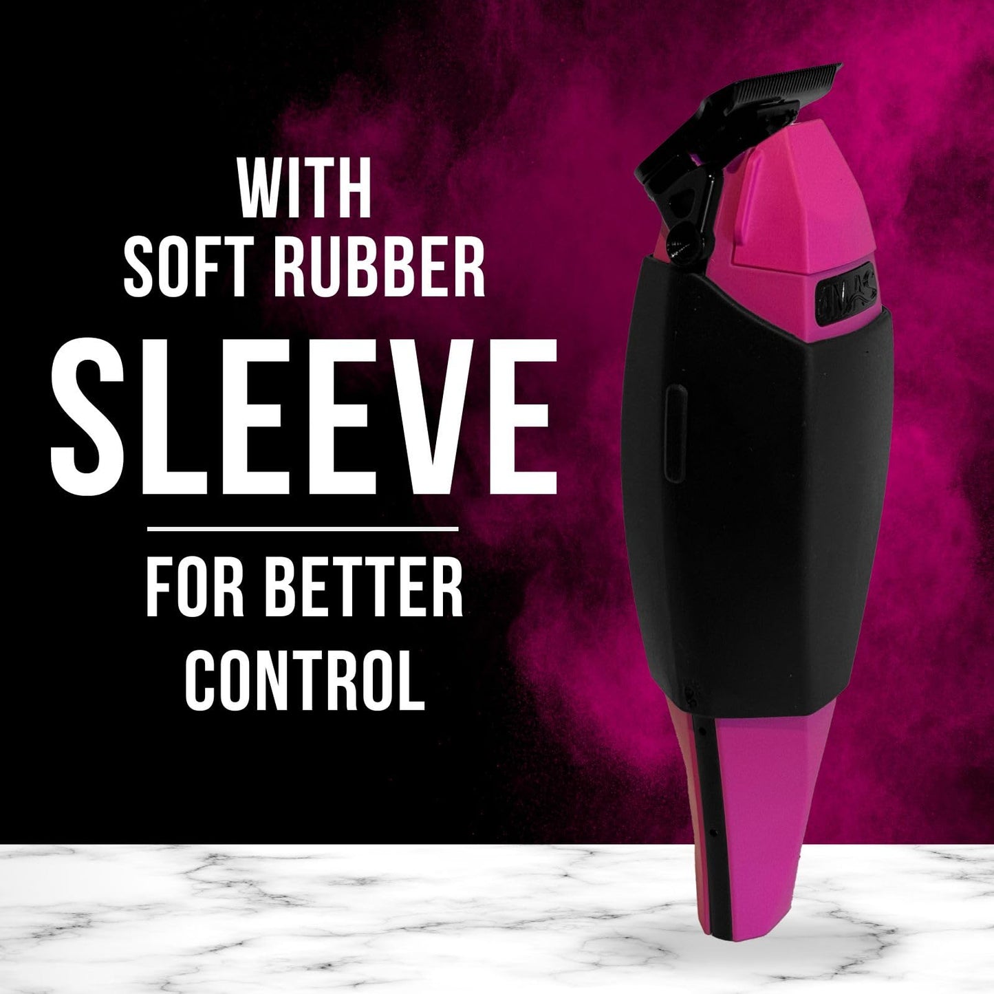 4MAS Kiara Trimmer - Professional Hair & Beard, Zero-Gapped, Cordless Lithium-Ion Trimmer with Charging Base (Pink & Black)